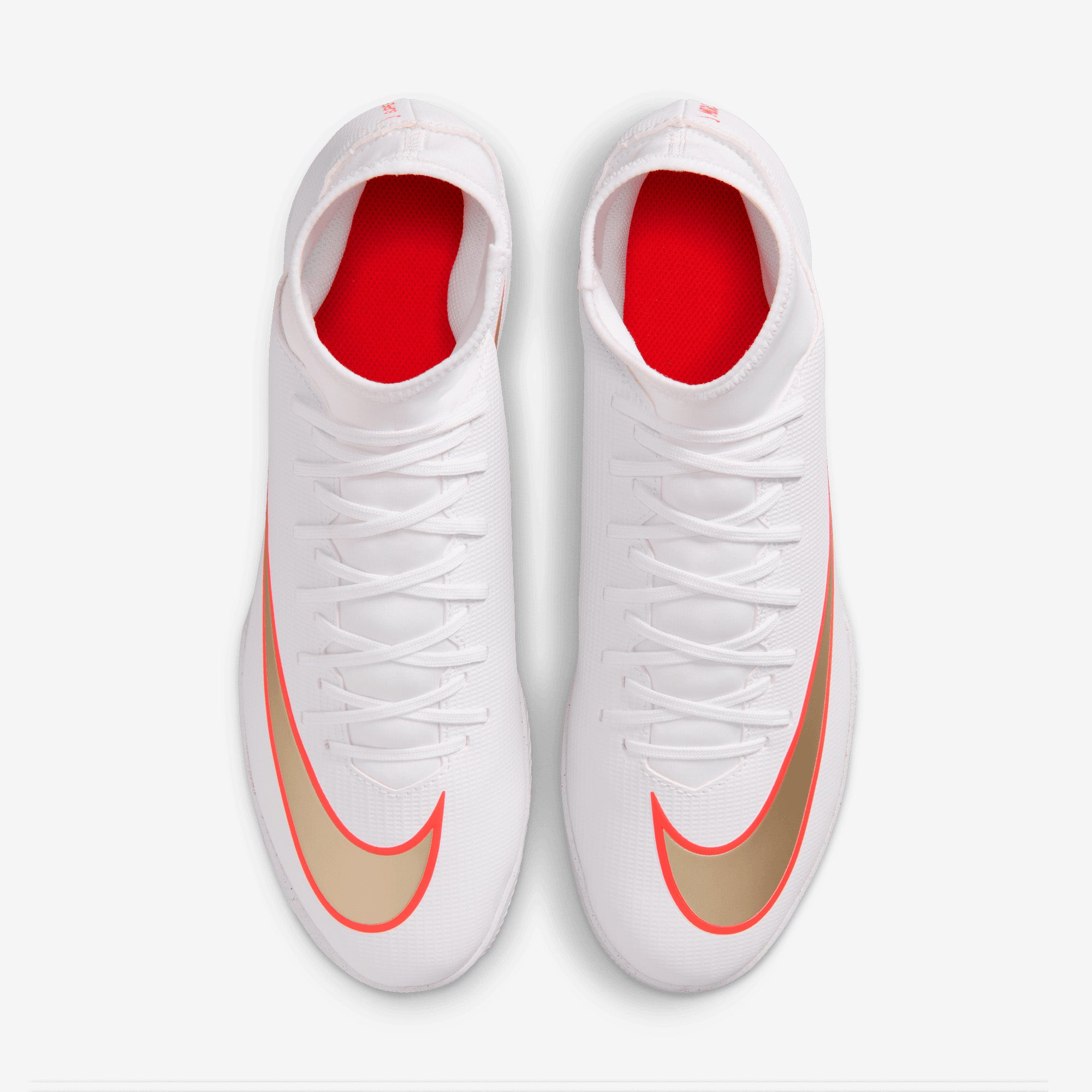 Nike Mercurial Superfly 11 Club Indoor/Court High-Top Soccer Shoes - White/Blur-Bright Crimson