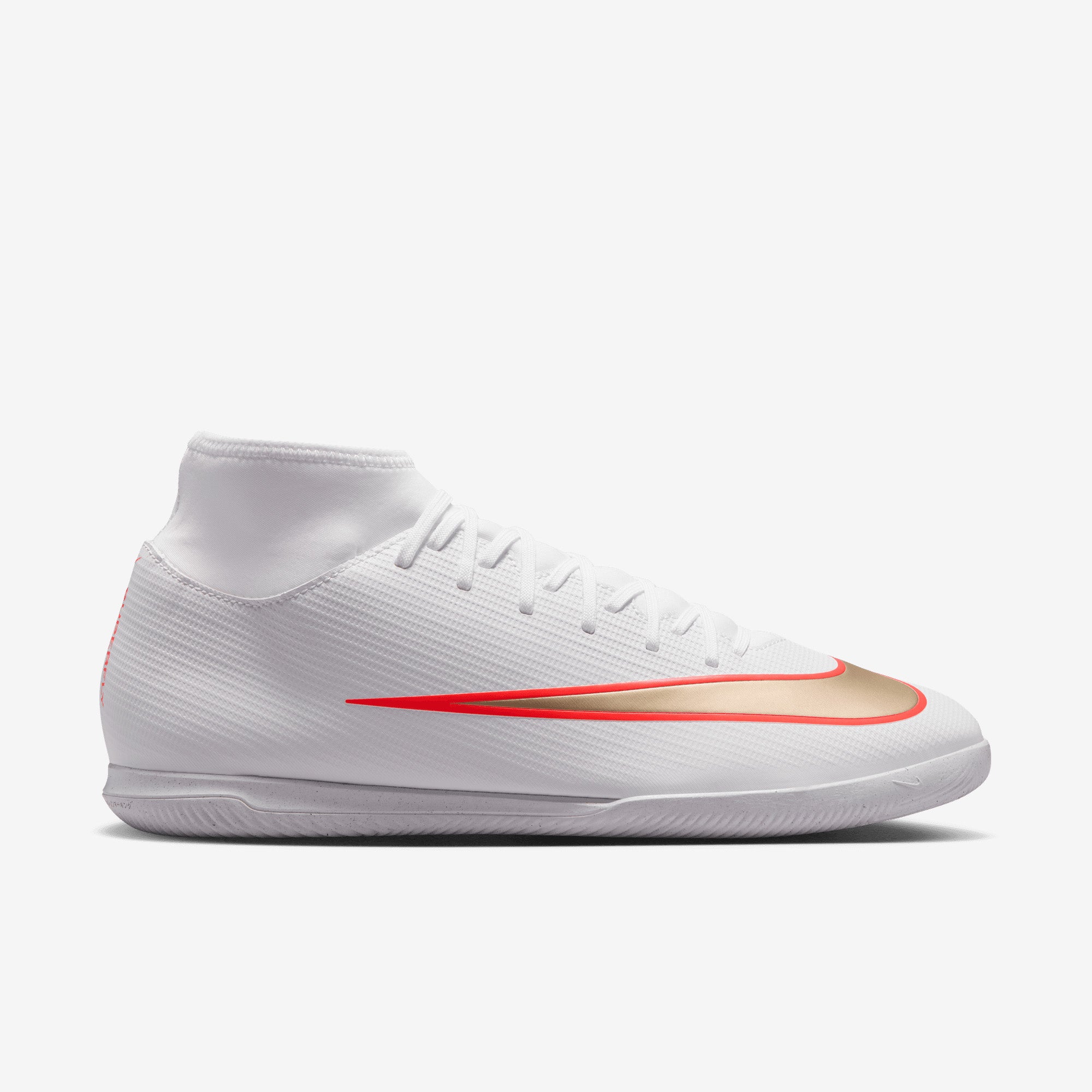 Nike Mercurial Superfly 11 Club Indoor/Court High-Top Soccer Shoes - White/Blur-Bright Crimson