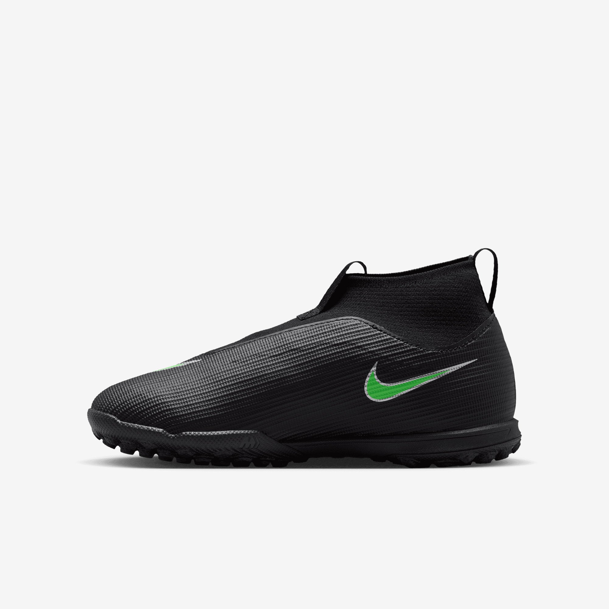 Nike Jr. Mercurial Superfly 11 Academy Big Kids' Turf High-Top Soccer Shoes - Black/Illusion Green-Black