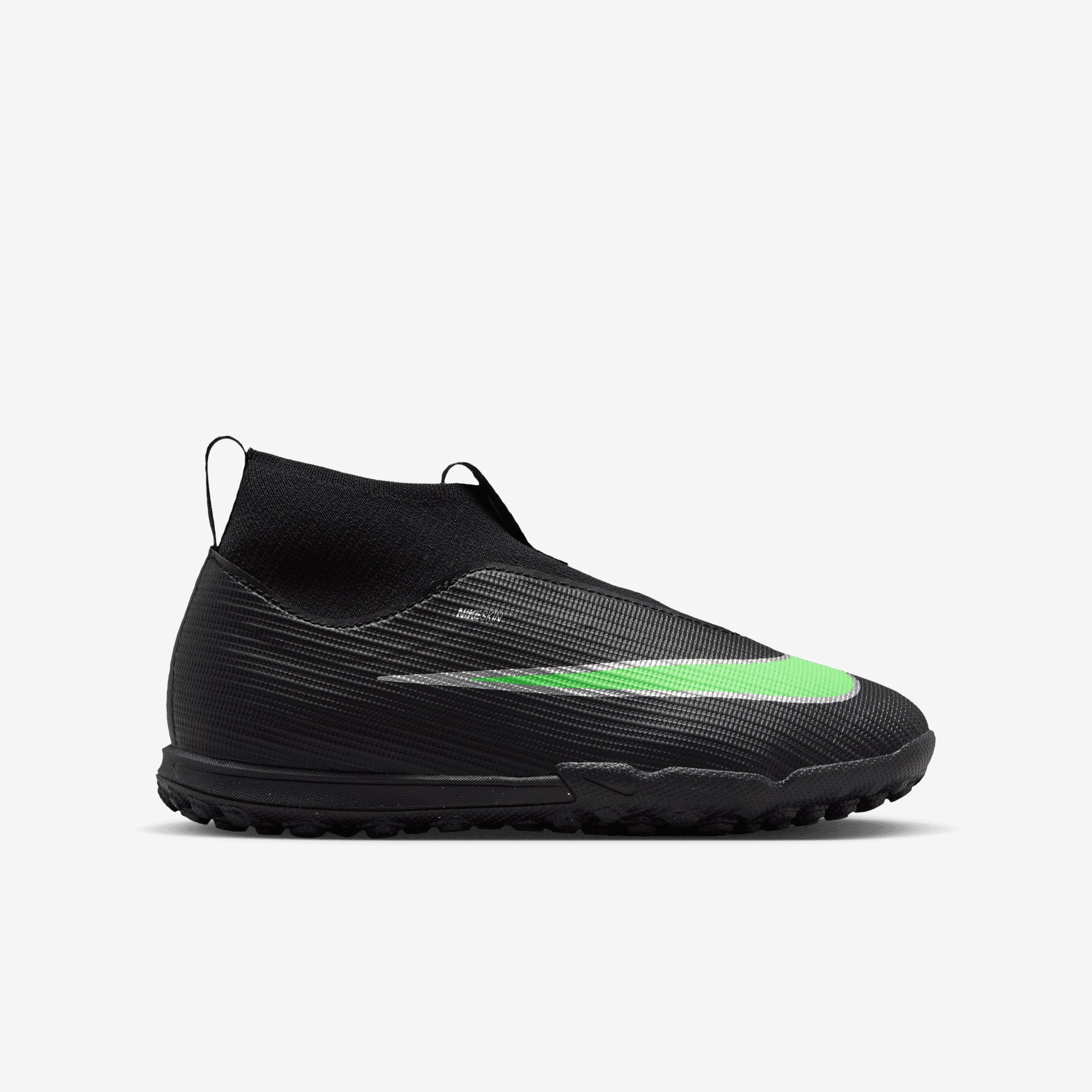 Nike Jr. Mercurial Superfly 11 Academy Big Kids' Turf High-Top Soccer Shoes - Black/Illusion Green-Black