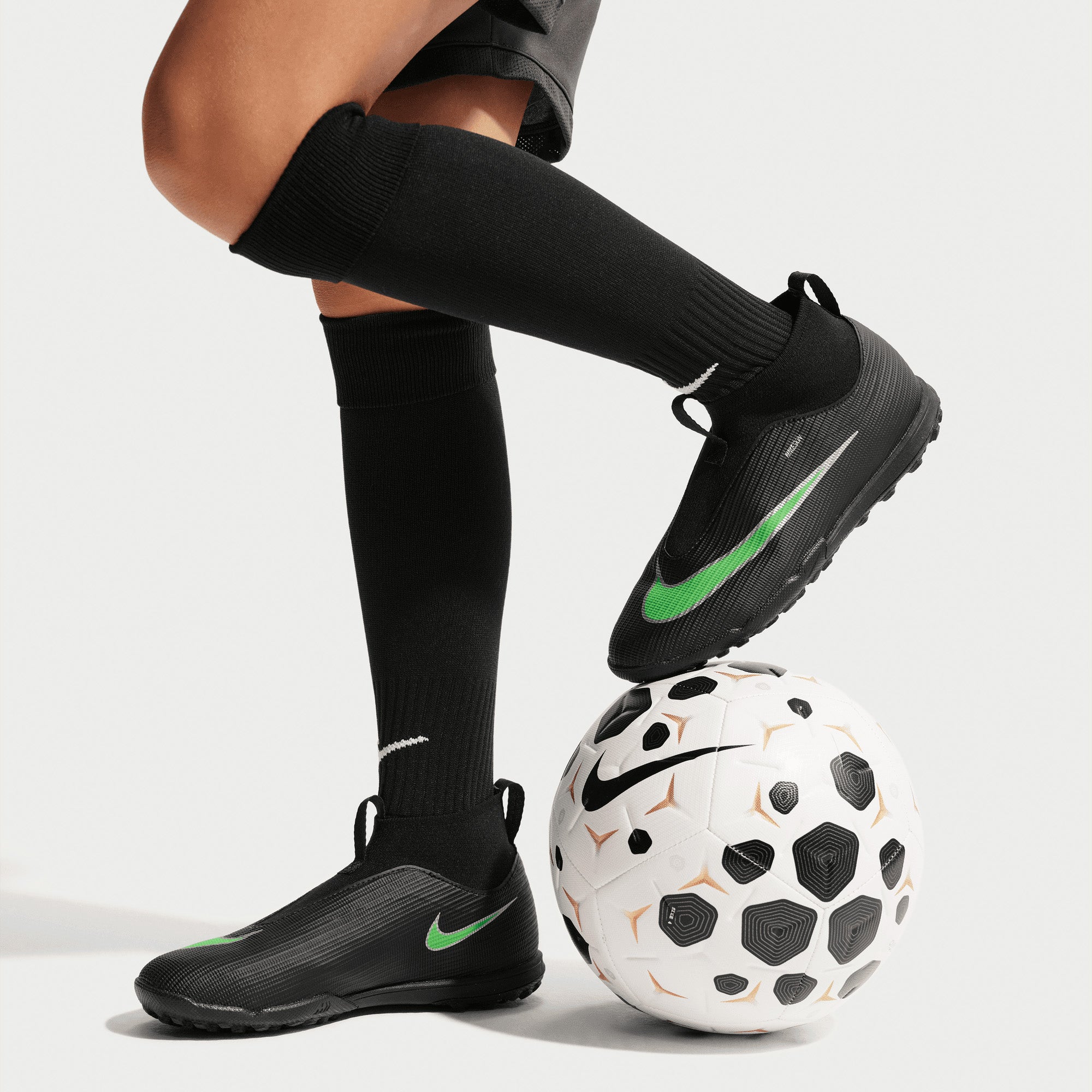 Nike Jr. Mercurial Superfly 11 Academy Big Kids' Turf High-Top Soccer Shoes - Black/Illusion Green-Black