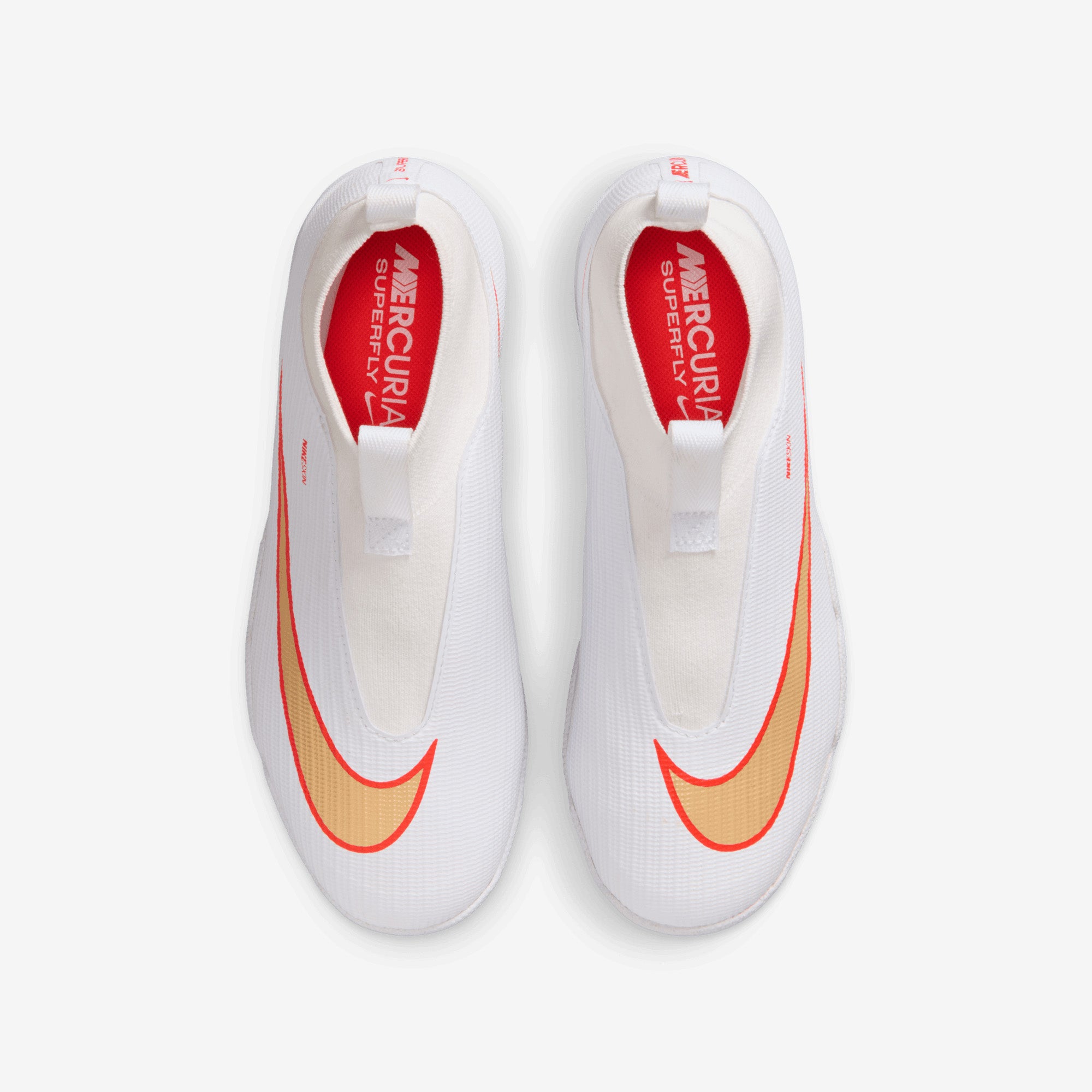 Nike Jr. Mercurial Superfly 11 Academy Big Kids' Turf High-Top Soccer Shoes - White/Blur-Bright Crimson
