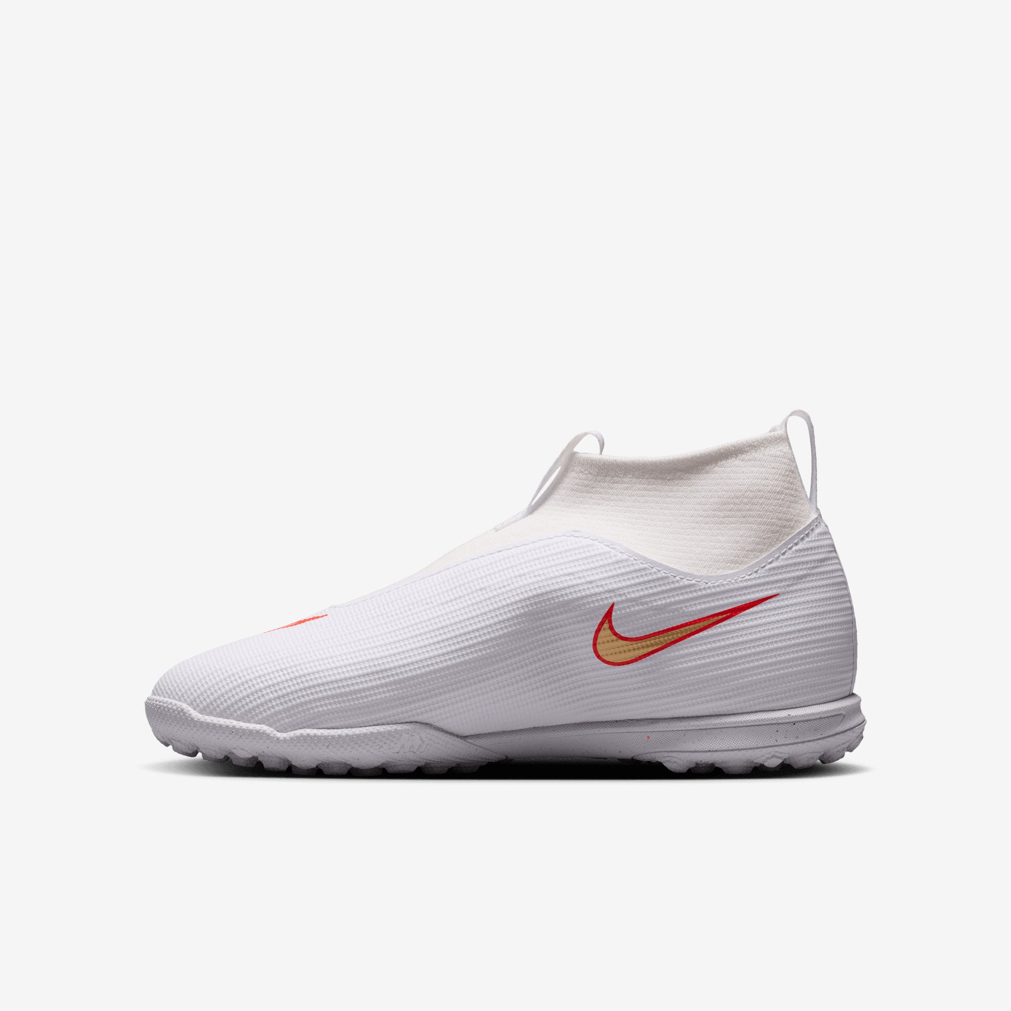 Nike Jr. Mercurial Superfly 11 Academy Big Kids' Turf High-Top Soccer Shoes - White/Blur-Bright Crimson