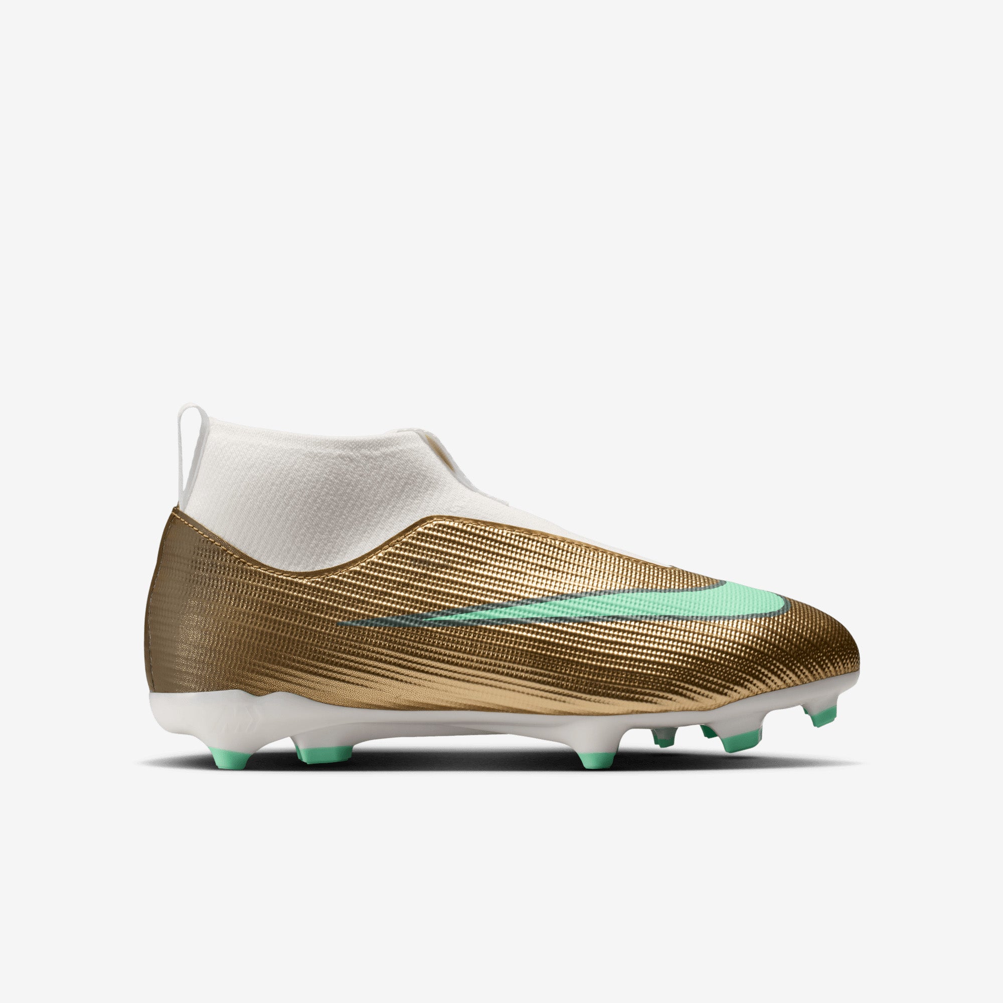 Nike Jr. Mercurial Superfly 11 Academy Kylian Mbappé Big Kids' Multi-Ground High-Top Soccer Cleats - Metallic Gold/Green Glow