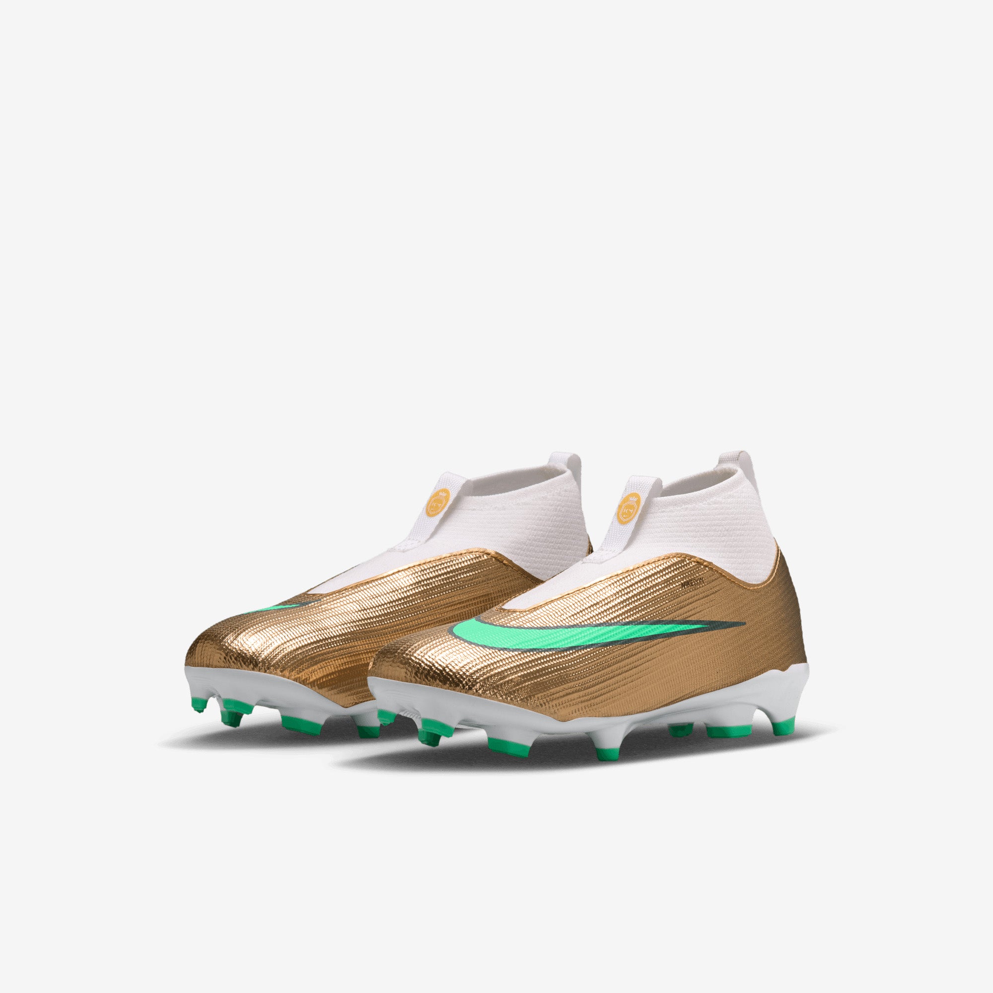 Nike Jr. Mercurial Superfly 11 Academy Kylian Mbappé Little Kids' Multi-Ground High-Top Soccer Cleats - Metallic Gold/Green Glow