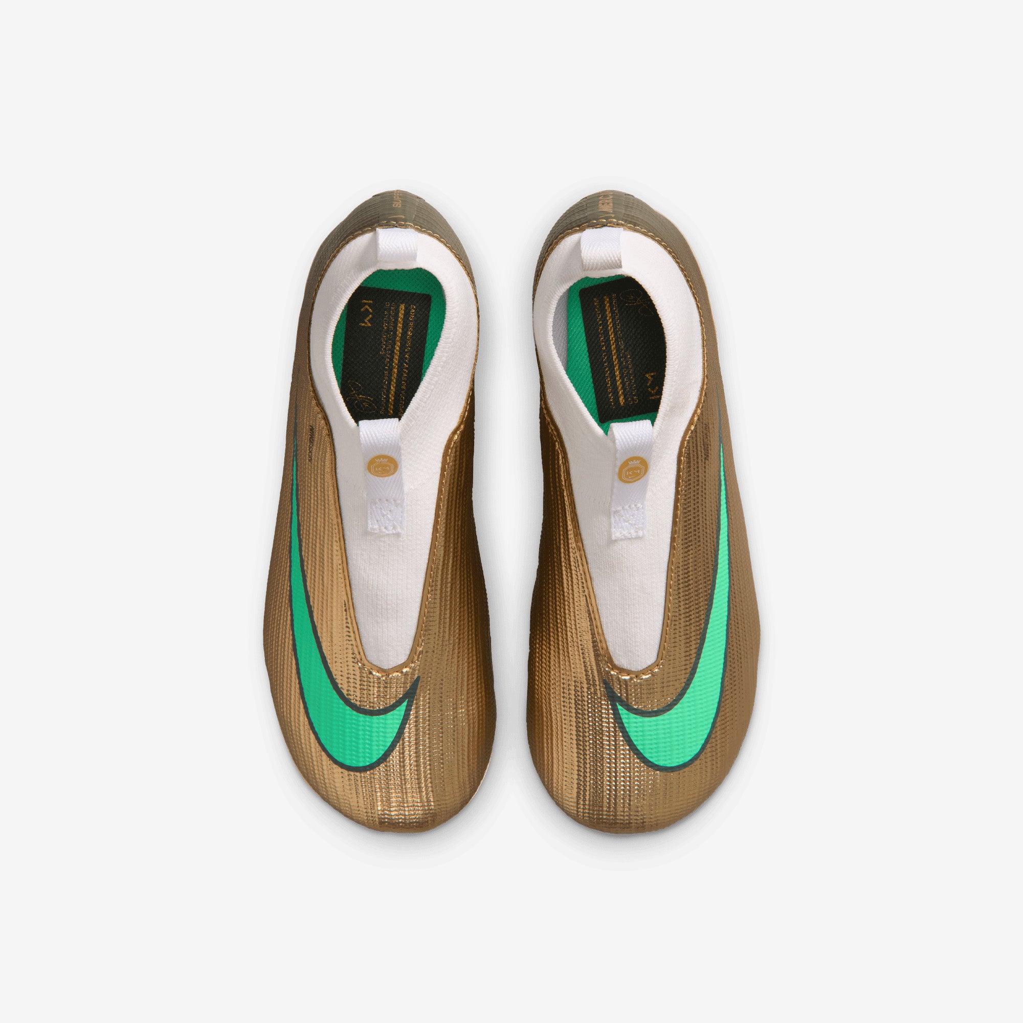 Nike Jr. Mercurial Superfly 11 Academy Kylian Mbappé Little Kids' Multi-Ground High-Top Soccer Cleats - Metallic Gold/Green Glow