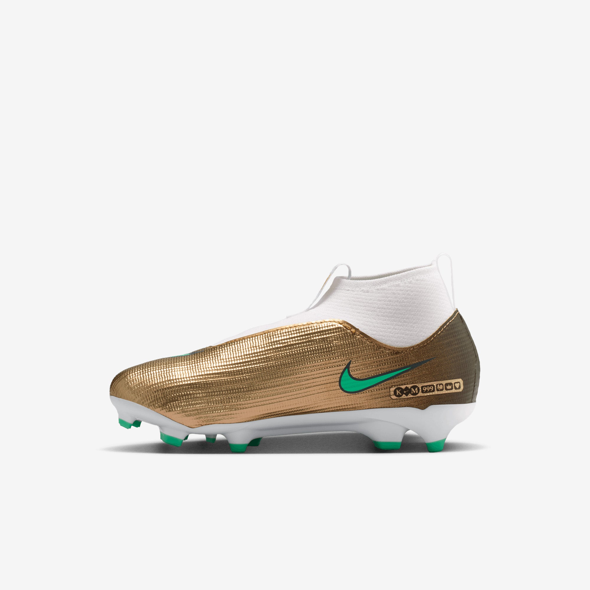 Nike Jr. Mercurial Superfly 11 Academy Kylian Mbappé Little Kids' Multi-Ground High-Top Soccer Cleats - Metallic Gold/Green Glow