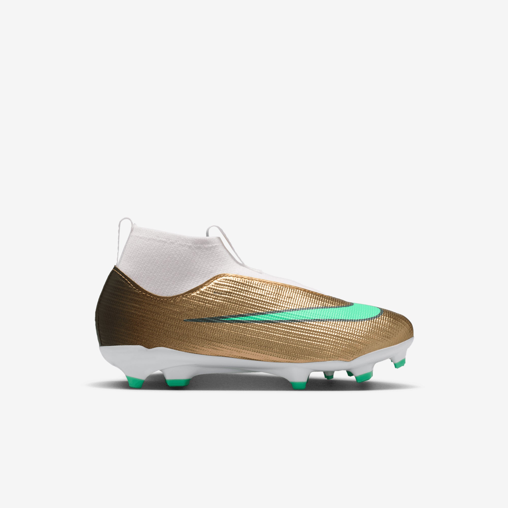 Nike Jr. Mercurial Superfly 11 Academy Kylian Mbappé Little Kids' Multi-Ground High-Top Soccer Cleats - Metallic Gold/Green Glow