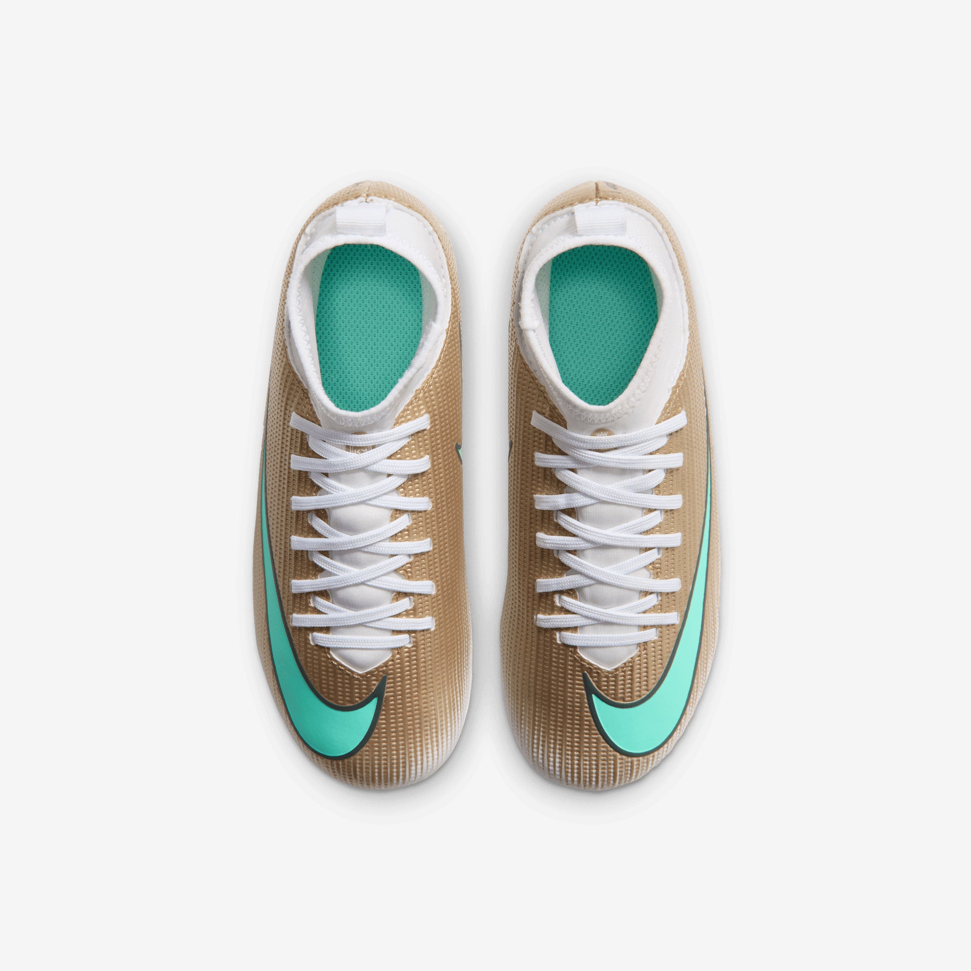 Nike Jr. Mercurial Superfly 11 Club Kylian Mbappé Little Kids' Multi-Ground High-Top Soccer Cleats - Metallic Gold/Green Glow