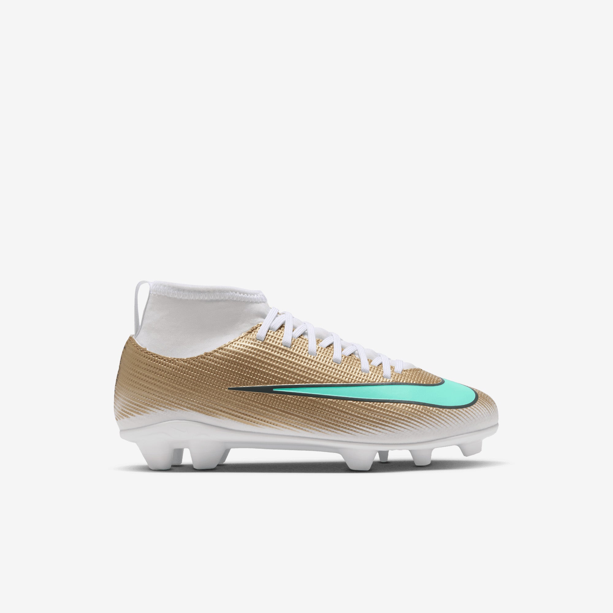 Nike Jr. Mercurial Superfly 11 Club Kylian Mbappé Little Kids' Multi-Ground High-Top Soccer Cleats - Metallic Gold/Green Glow