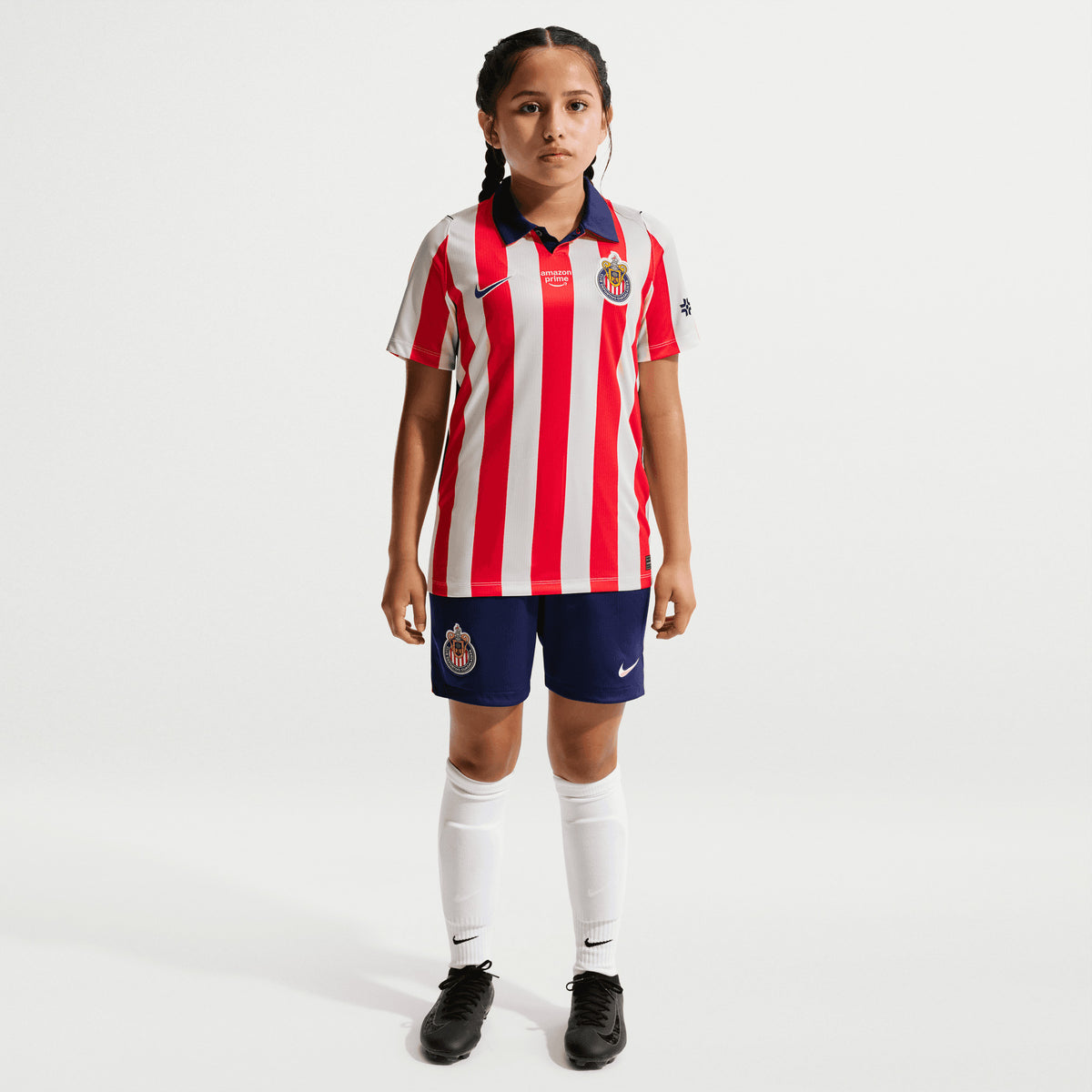 Nike Chivas 2026/27 Stadium Home Big Kids' Nike Dri-FIT Soccer Replica Jersey - White/Speed Red/Loyal Blue