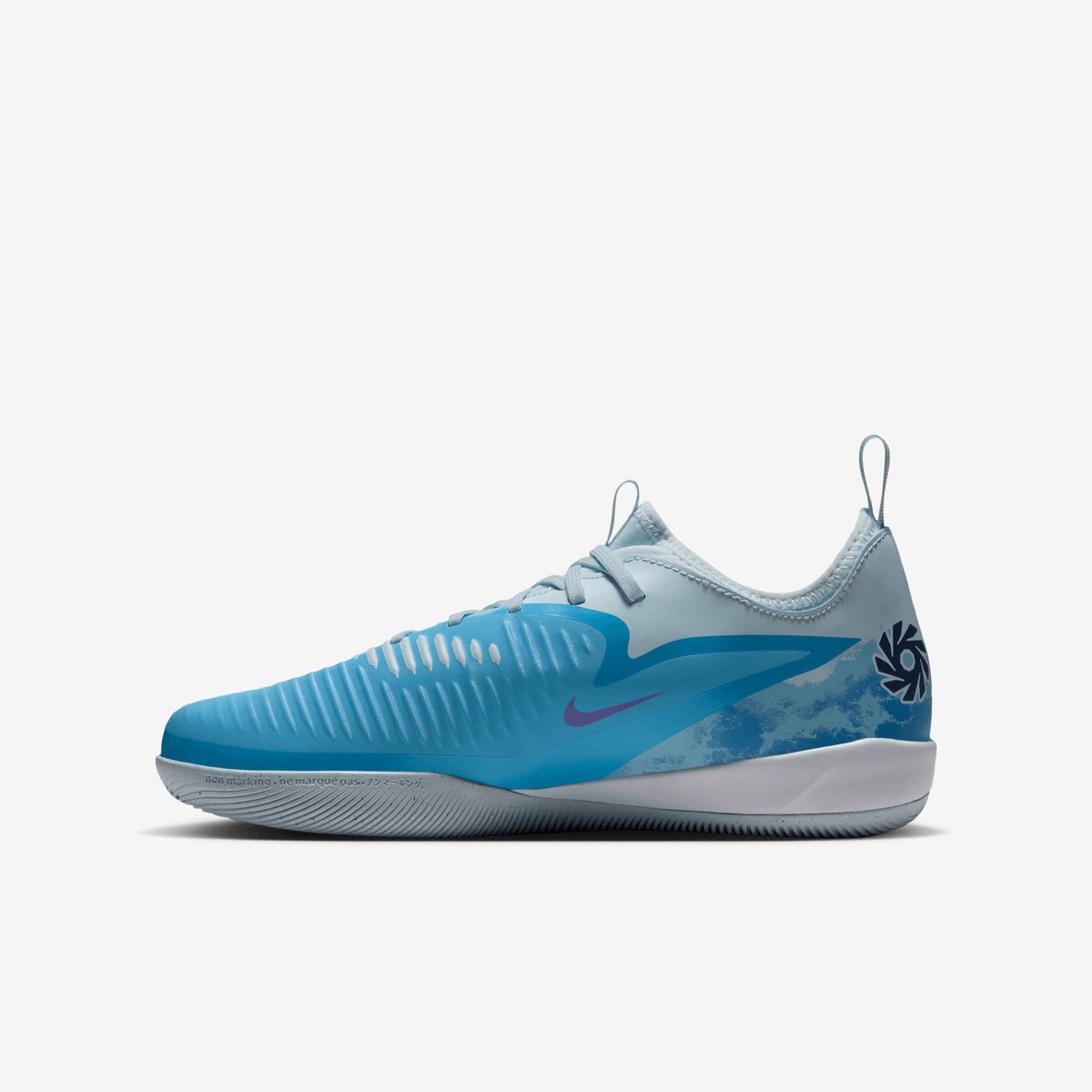 Nike Jr. Phantom 6 Low Academy Erling Haaland Big Kids' Indoor/Court Soccer Shoes - Baltic Blue/Blue Eclipse-Glacier Blue