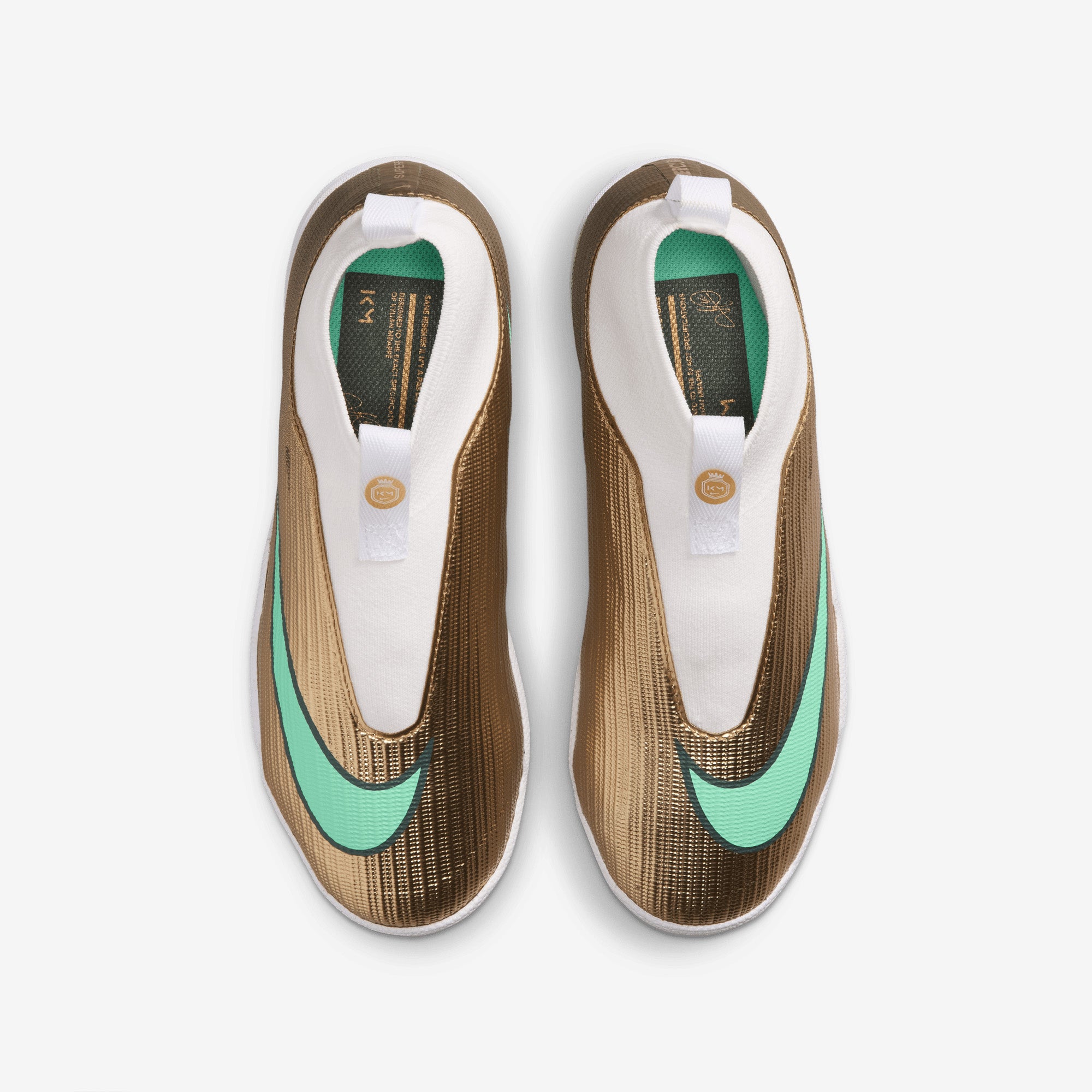 Nike Jr. Mercurial Superfly 11 Academy Kylian Mbappé Big Kids' Turf High-Top Soccer Shoes - Metallic Gold/Green Glow
