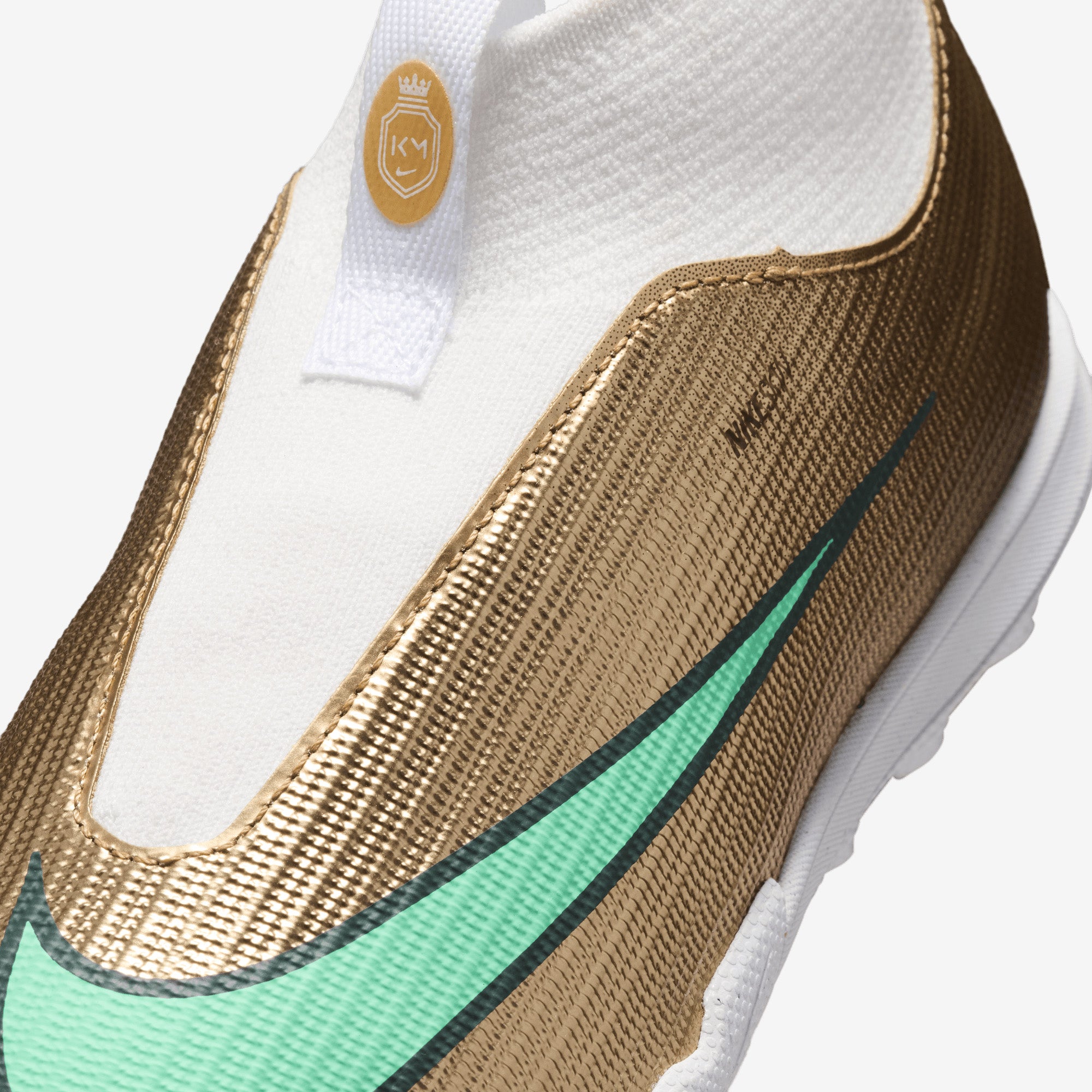 Nike Jr. Mercurial Superfly 11 Academy Kylian Mbappé Big Kids' Turf High-Top Soccer Shoes - Metallic Gold/Green Glow