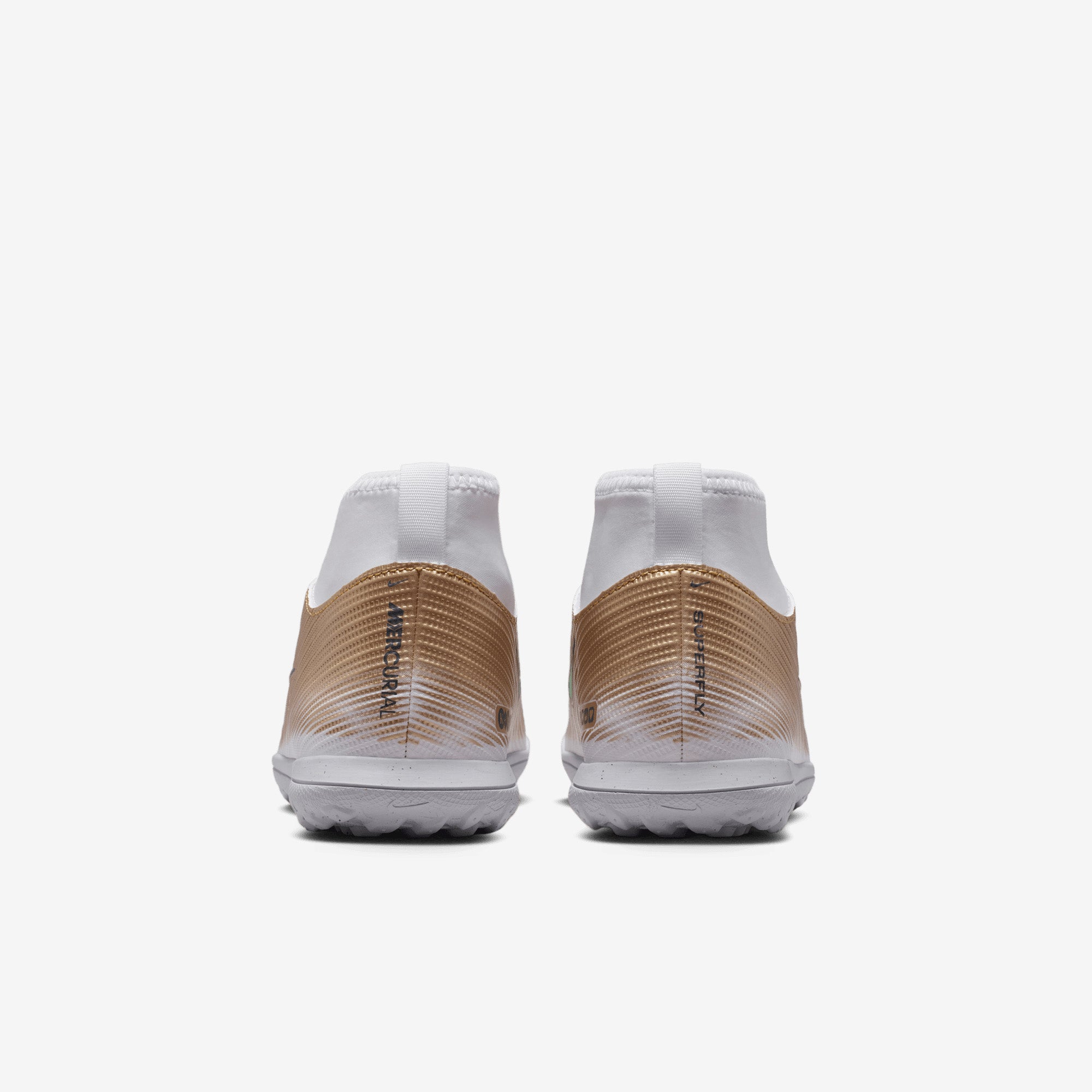 Nike Jr. Mercurial Superfly 11 Club Kylian Mbappé Big Kids' Turf High-Top Soccer Shoes - Metallic Gold/Green Glow