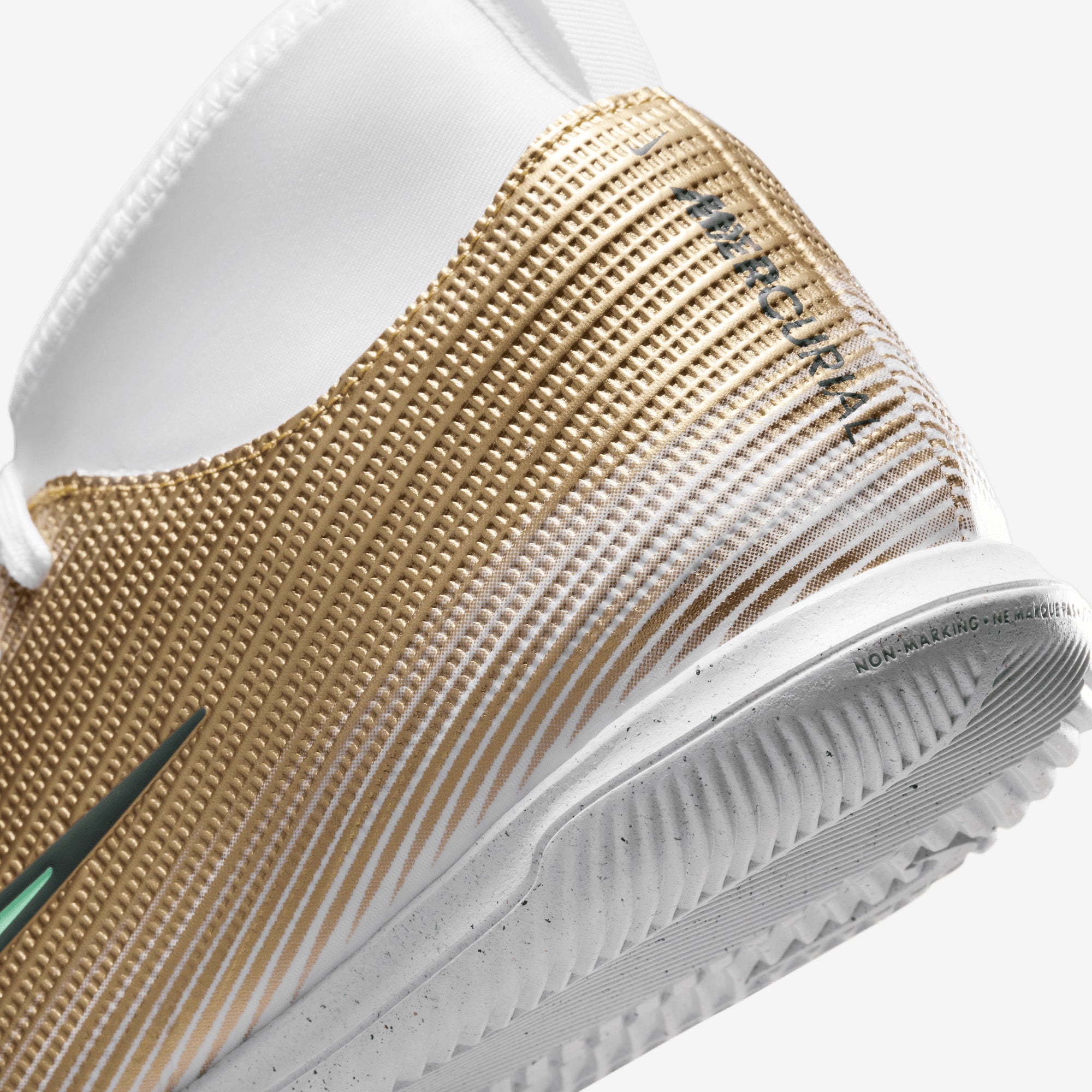 Nike Jr. Mercurial Superfly 11 Club Kylian Mbappé Big Kids' Indoor/Court High-Top Soccer Shoes - Metallic Gold/Green Glow