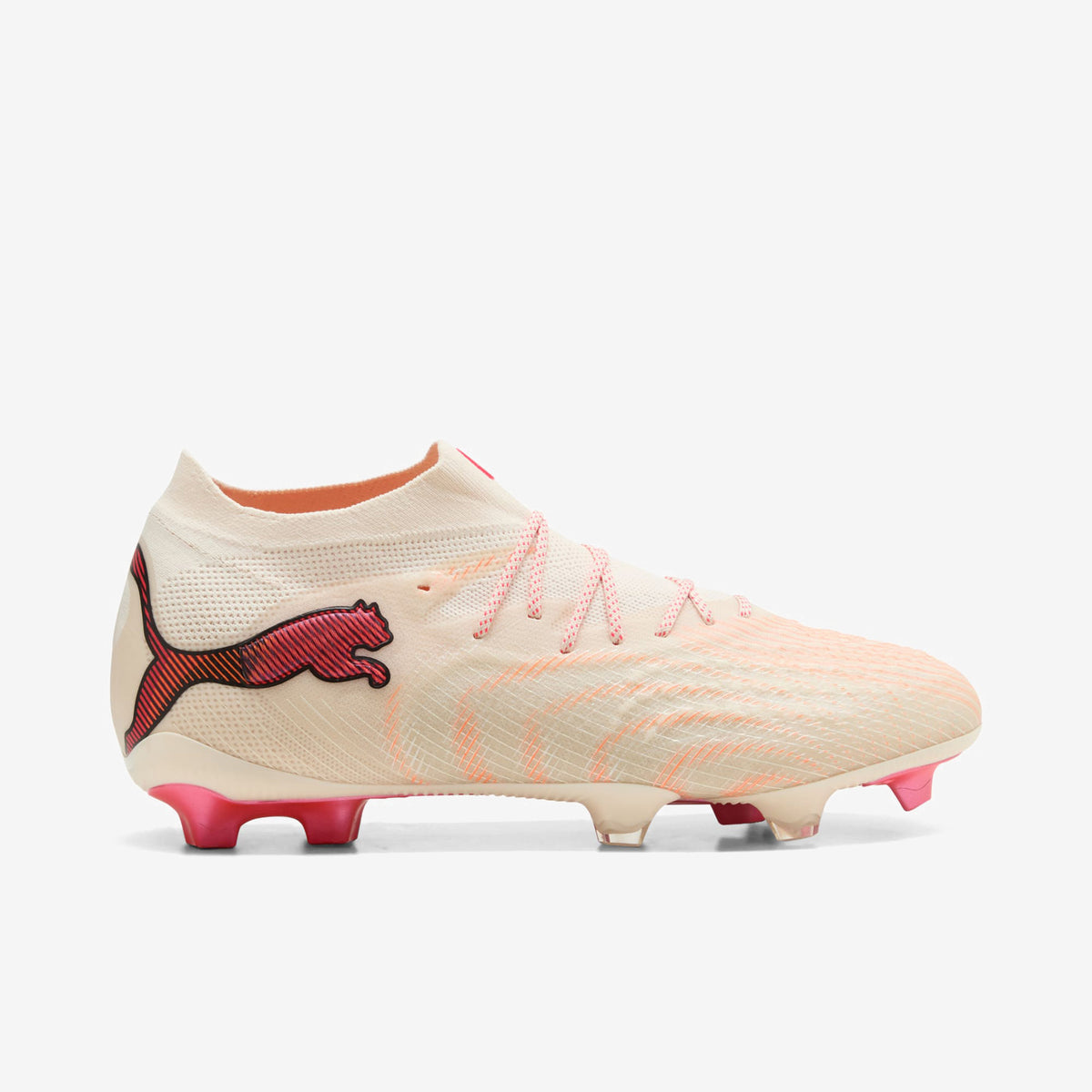 PUMA FUTURE 9 ULTIMATE Firm-Ground Low-Top Soccer Cleats - Sugared Almond-PUMA White-Ultra Red-PUMA Black