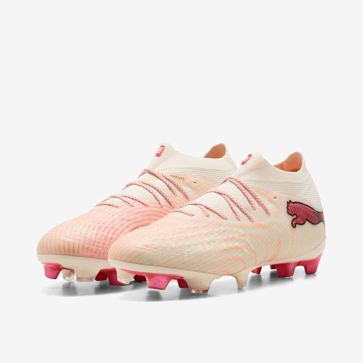 PUMA FUTURE 9 ULTIMATE Firm-Ground Low-Top Soccer Cleats - Sugared Almond-PUMA White-Ultra Red-PUMA Black