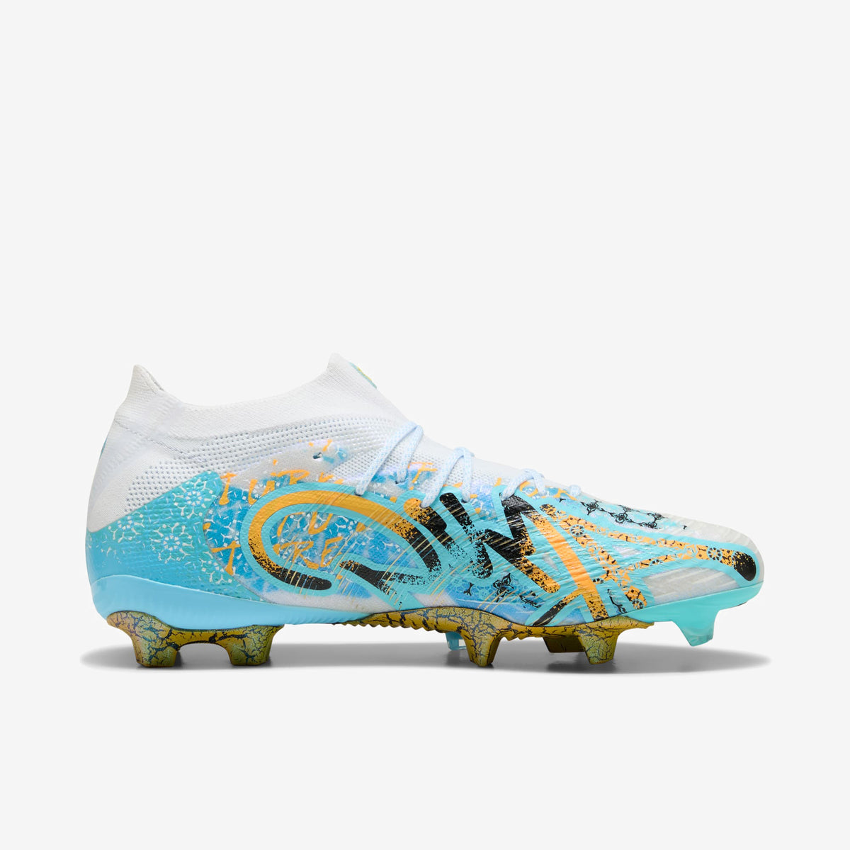 PUMA FUTURE 9 ULTIMATE PLAYMAKER Firm-Ground Low-Top Soccer Cleats - PUMA White-Vibrant Blue-Sun Stream-Light Aqua