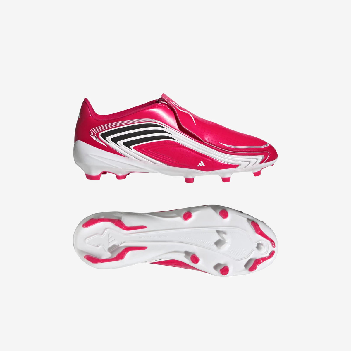 adidas Jr. F50 Messi League Laceless Big Kids' Firm-Ground Low-Top Soccer Cleats - Lucid Red / Core Black / Pure Ruby