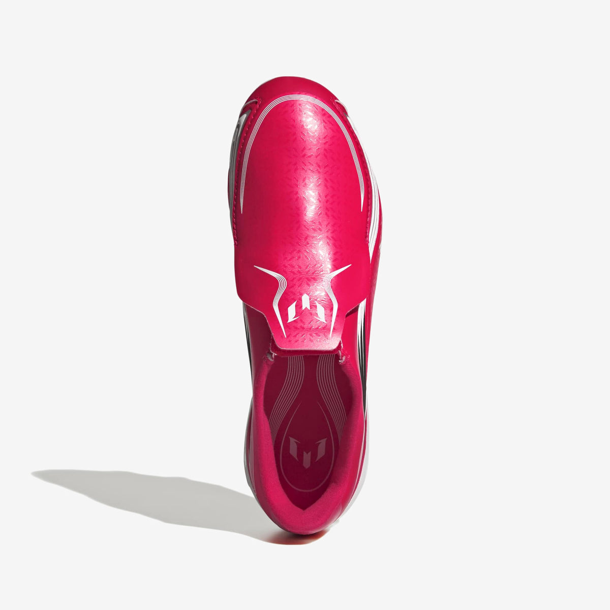adidas Jr. F50 Messi League Laceless Big Kids' Firm-Ground Low-Top Soccer Cleats - Lucid Red / Core Black / Pure Ruby