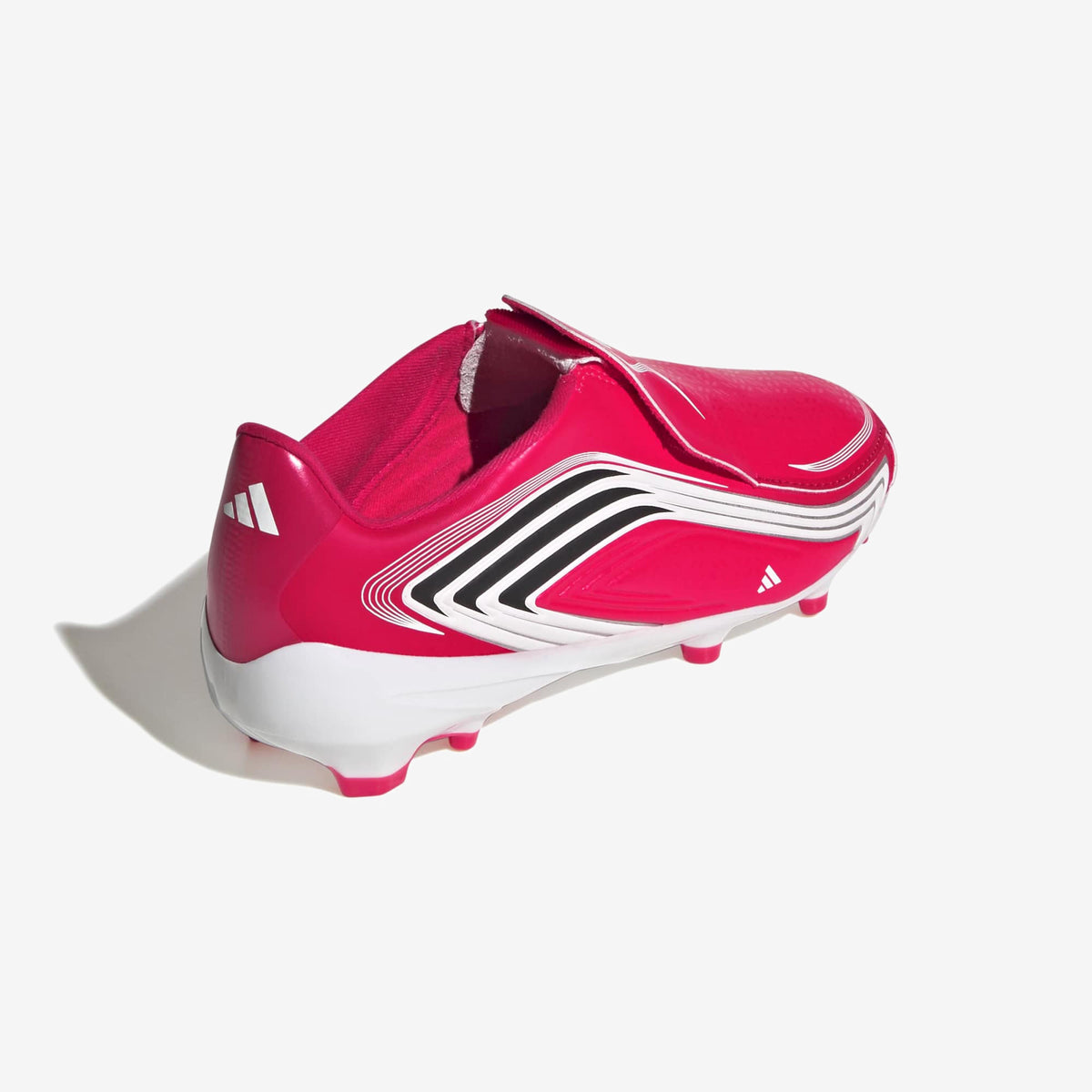 adidas Jr. F50 Messi League Laceless Big Kids' Firm-Ground Low-Top Soccer Cleats - Lucid Red / Core Black / Pure Ruby
