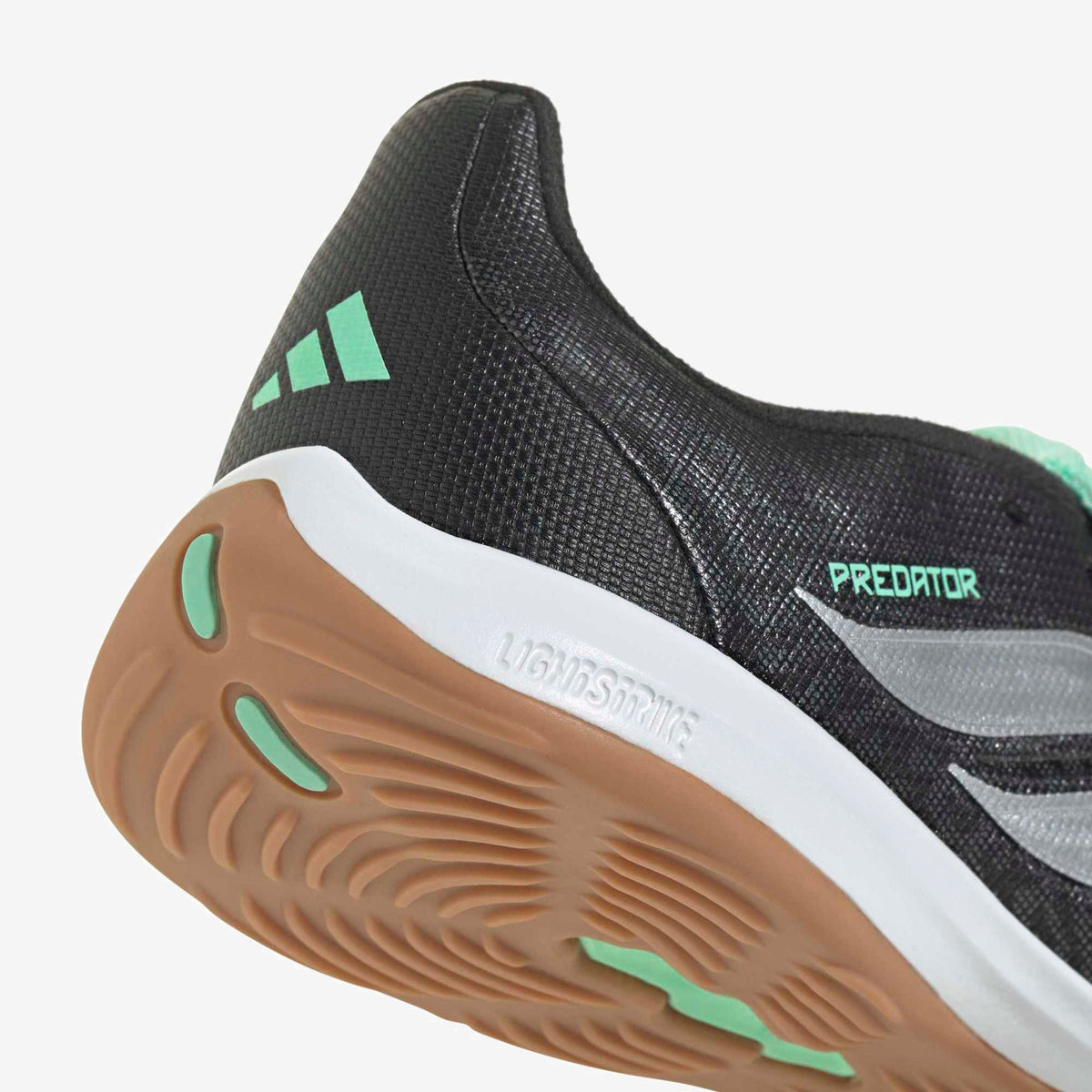 adidas Jr. Predator League Fold-Over Tongue Big Kids' Indoor/Court Low-Top Soccer Shoes - Core Black / Silver Met. / Pulse Mint
