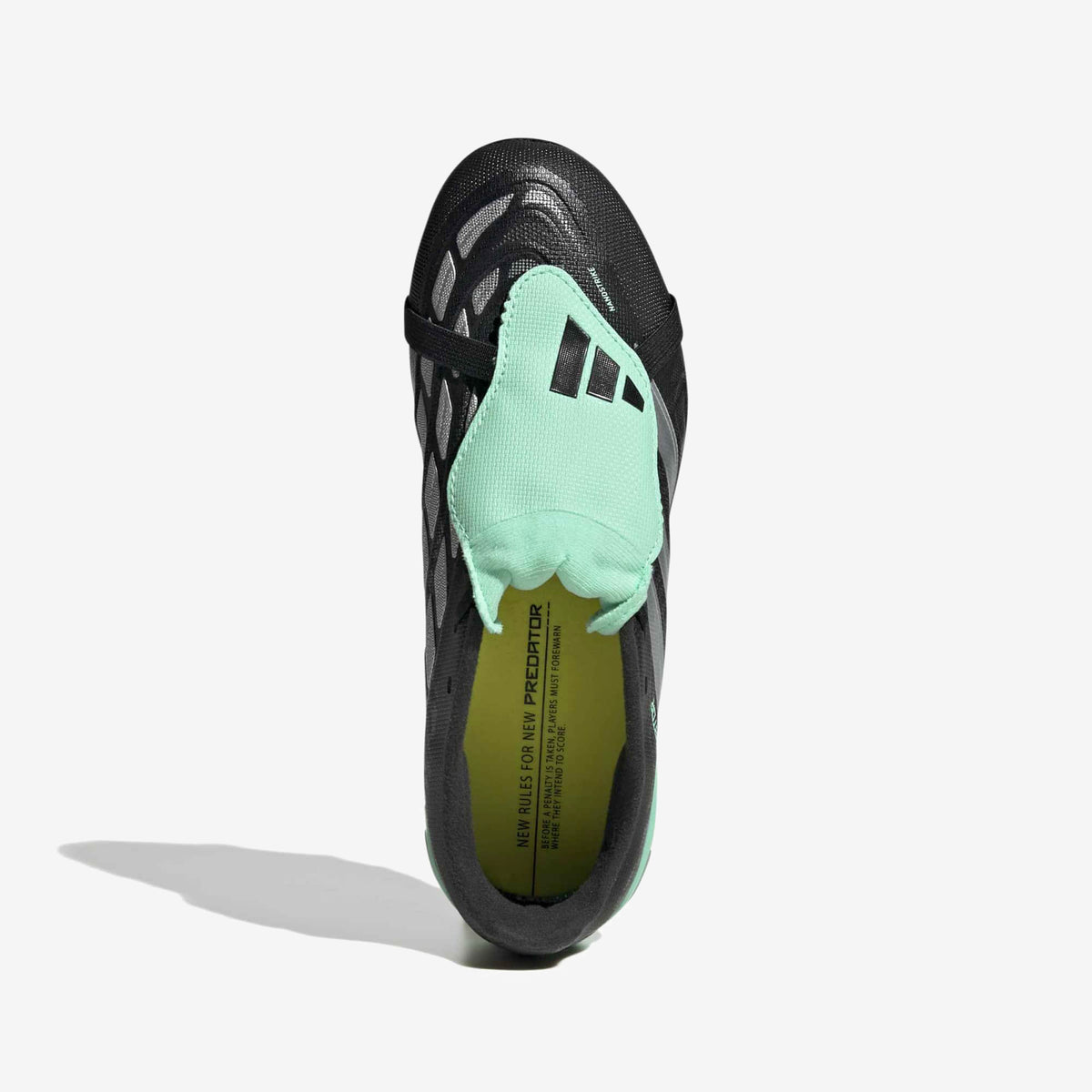 adidas Jr. Predator League Fold-Over Tongue Big Kids' Firm-Ground Low-Top Soccer Cleats - Core Black / Silver Met. / Pulse Mint