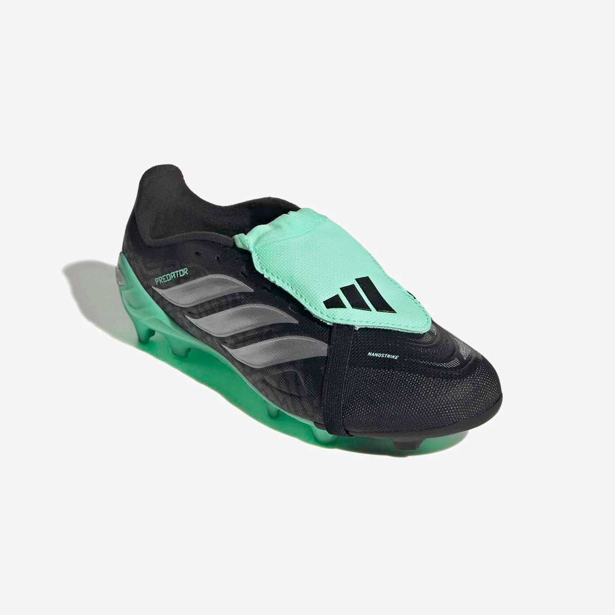 adidas Jr. Predator League Fold-Over Tongue Big Kids' Firm-Ground Low-Top Soccer Cleats - Core Black / Silver Met. / Pulse Mint