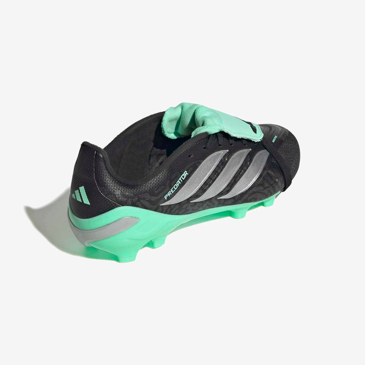 adidas Jr. Predator League Fold-Over Tongue Big Kids' Firm-Ground Low-Top Soccer Cleats - Core Black / Silver Met. / Pulse Mint