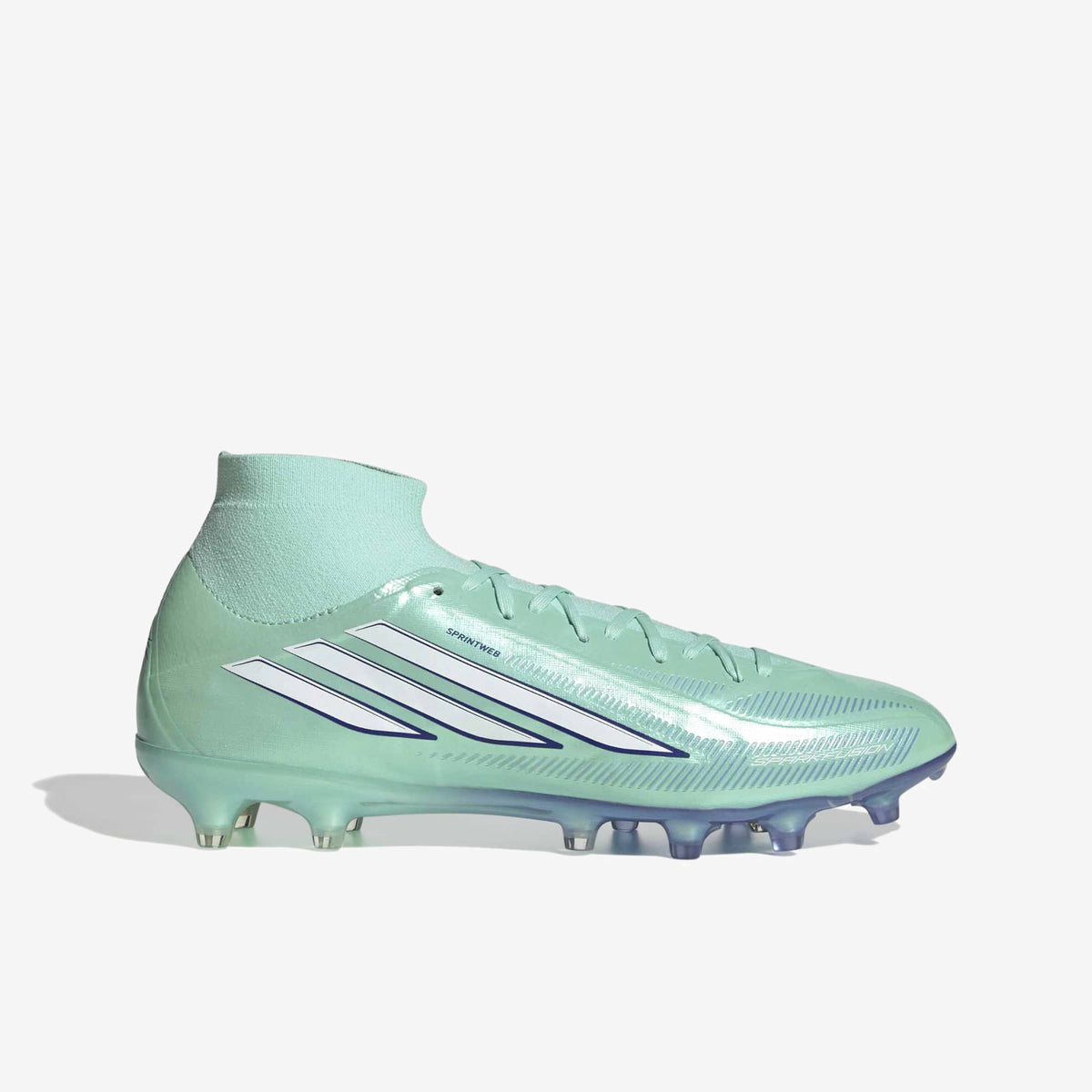 adidas F50 Sparkfusion Pro Firm Ground/Artificial Grass High-Top Soccer Cleats - Clear Mint / Ftwr White / Solar Purple