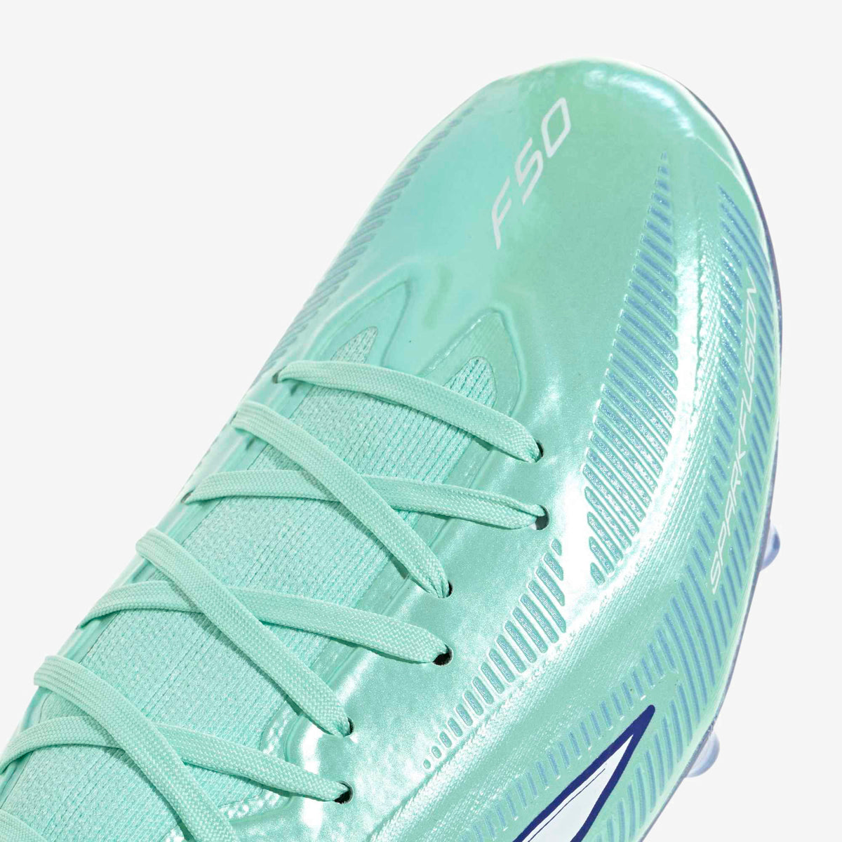 adidas F50 Sparkfusion Pro Firm Ground/Artificial Grass High-Top Soccer Cleats - Clear Mint / Ftwr White / Solar Purple