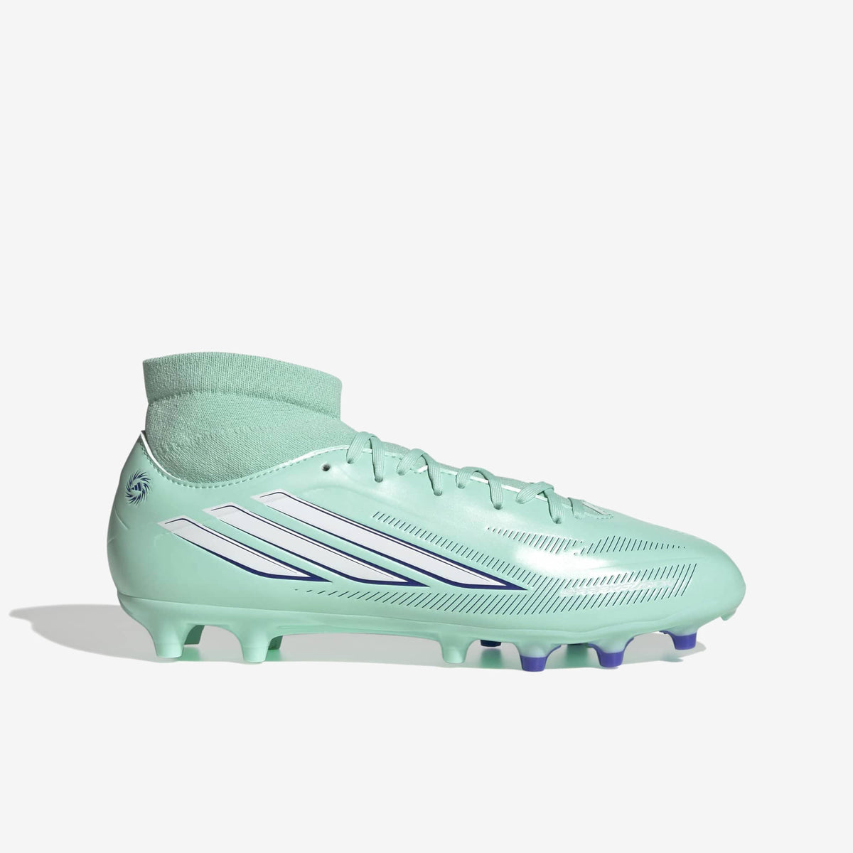 adidas F50 Sparkfusion Club Firm Ground/Artificial Grass High-Top Soccer Cleats - Clear Mint / Ftwr White / Solar Purple