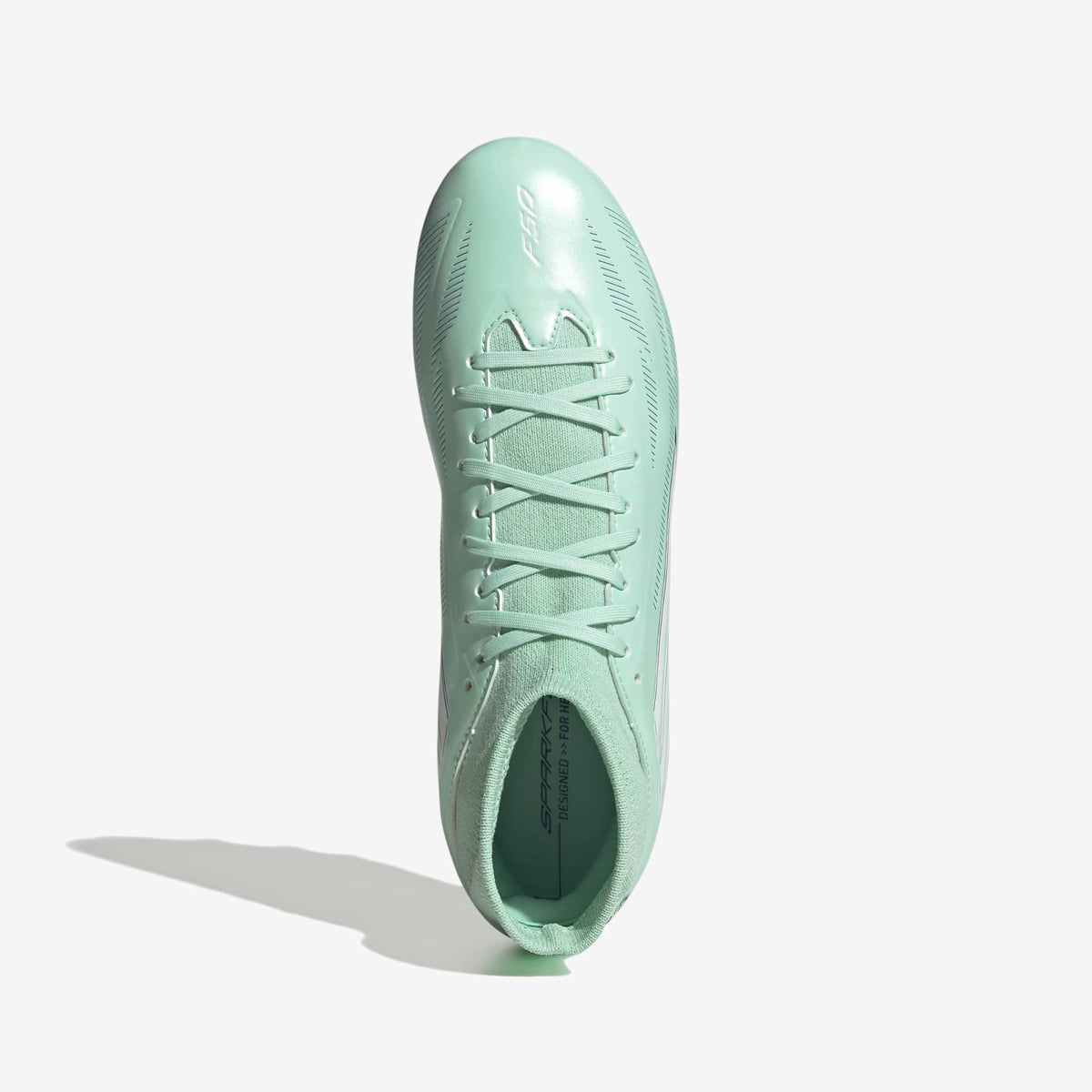 adidas F50 Sparkfusion Club Firm Ground/Artificial Grass High-Top Soccer Cleats - Clear Mint / Ftwr White / Solar Purple