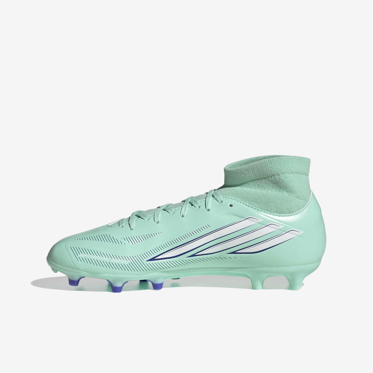 adidas F50 Sparkfusion Club Firm Ground/Artificial Grass High-Top Soccer Cleats - Clear Mint / Ftwr White / Solar Purple