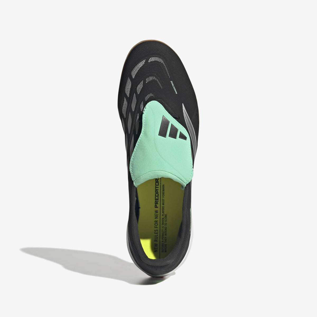 adidas Predator League Fold-Over Tongue Indoor/Court Low-Top Soccer Shoes - Core Black / Silver Met. / Pulse Mint