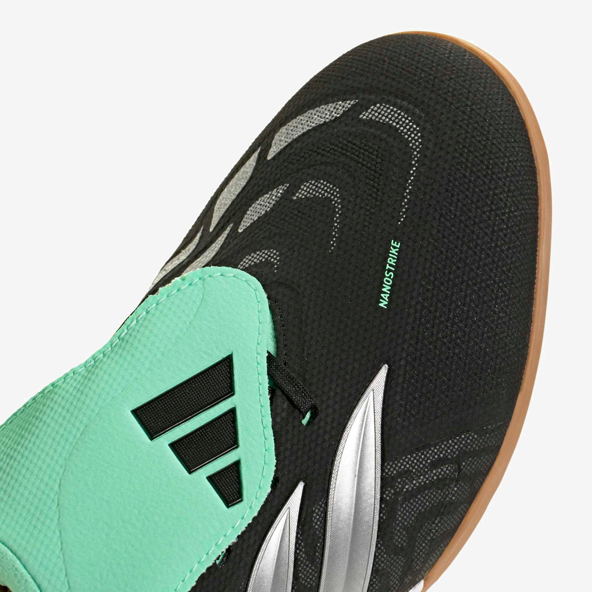 adidas Predator League Fold-Over Tongue Indoor/Court Low-Top Soccer Shoes - Core Black / Silver Met. / Pulse Mint