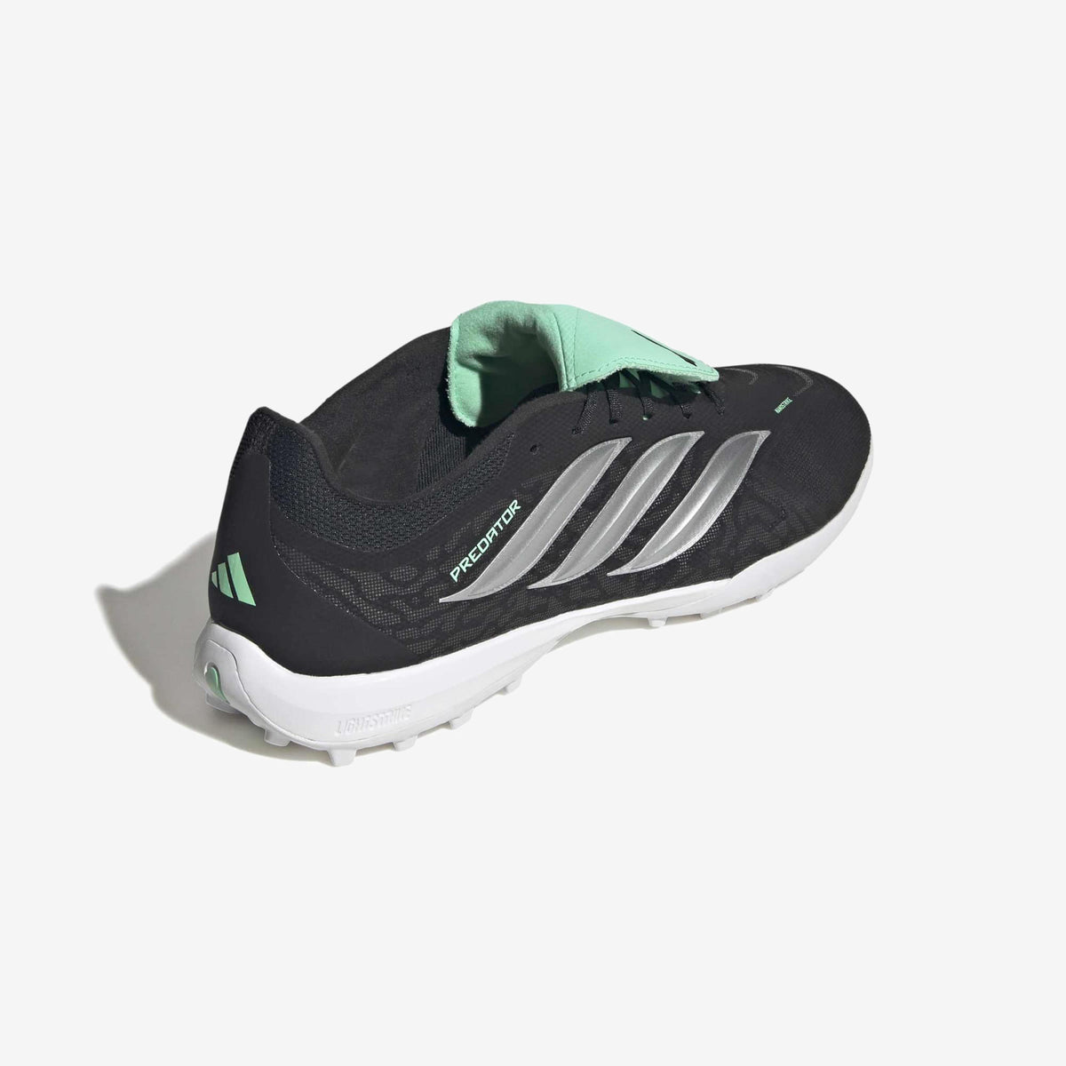 adidas Predator League Fold-Over Tongue Turf Low-Top Soccer Shoes - Core Black / Silver Met. / Pulse Mint