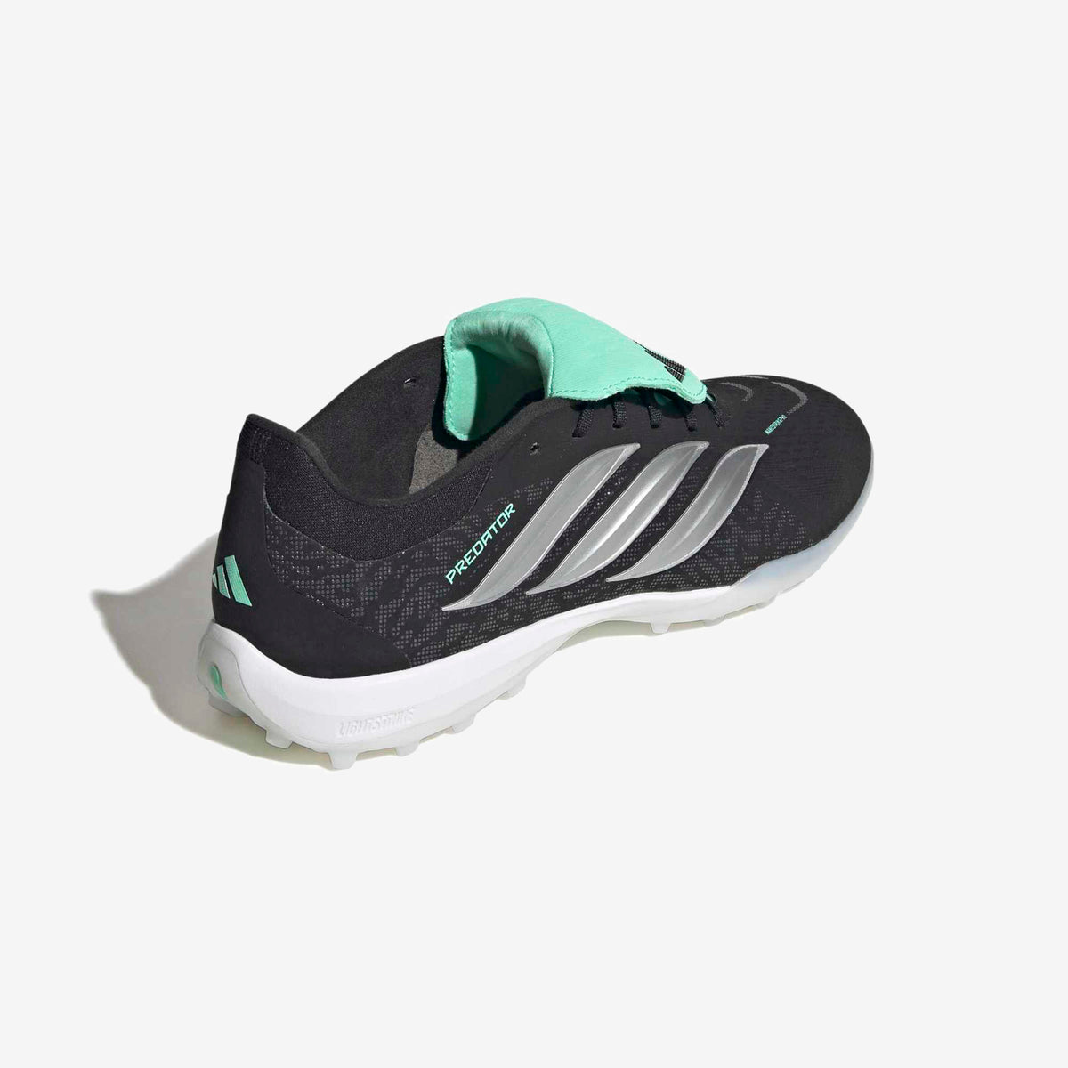 adidas Predator Pro Fold-Over Tongue Turf Low-Top Soccer Shoes - Core Black / Silver Met. / Pulse Mint