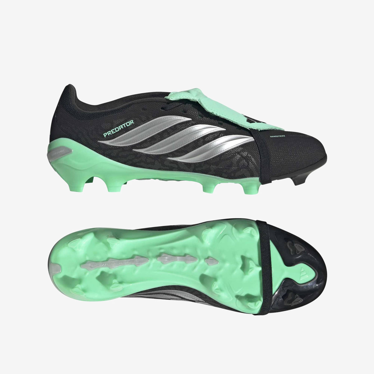 adidas Predator League Fold-Over Tongue Firm-Ground Low-Top Soccer Cleats - Core Black / Silver Met. / Pulse Mint