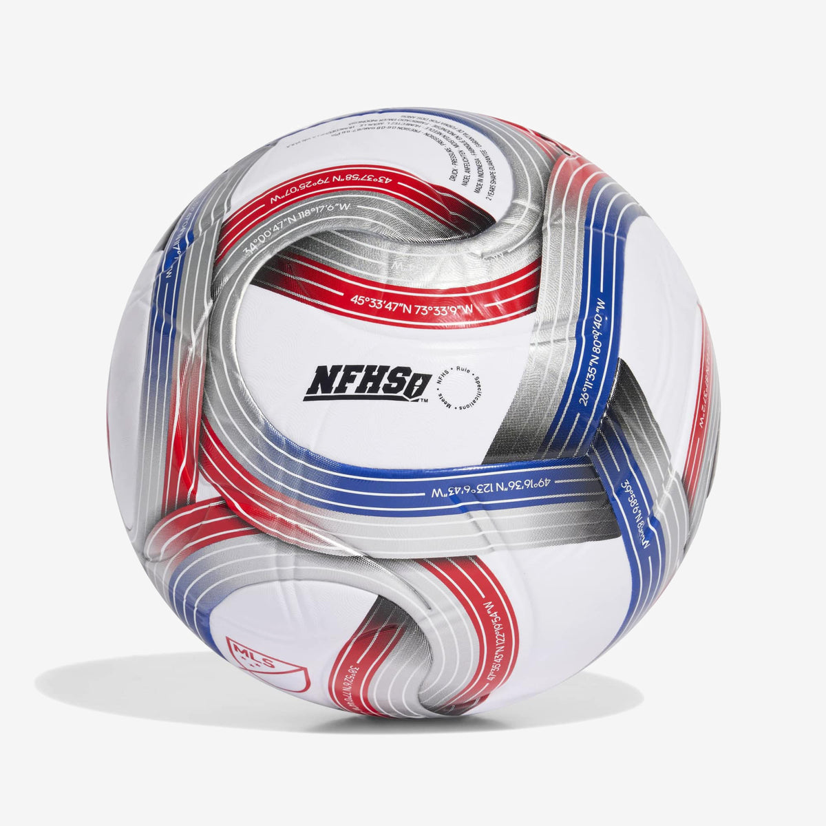 adidas Major League Soccer 26 NFHS League Soccer Ball - White / Team Royal Blue / Red / Silver Metallic