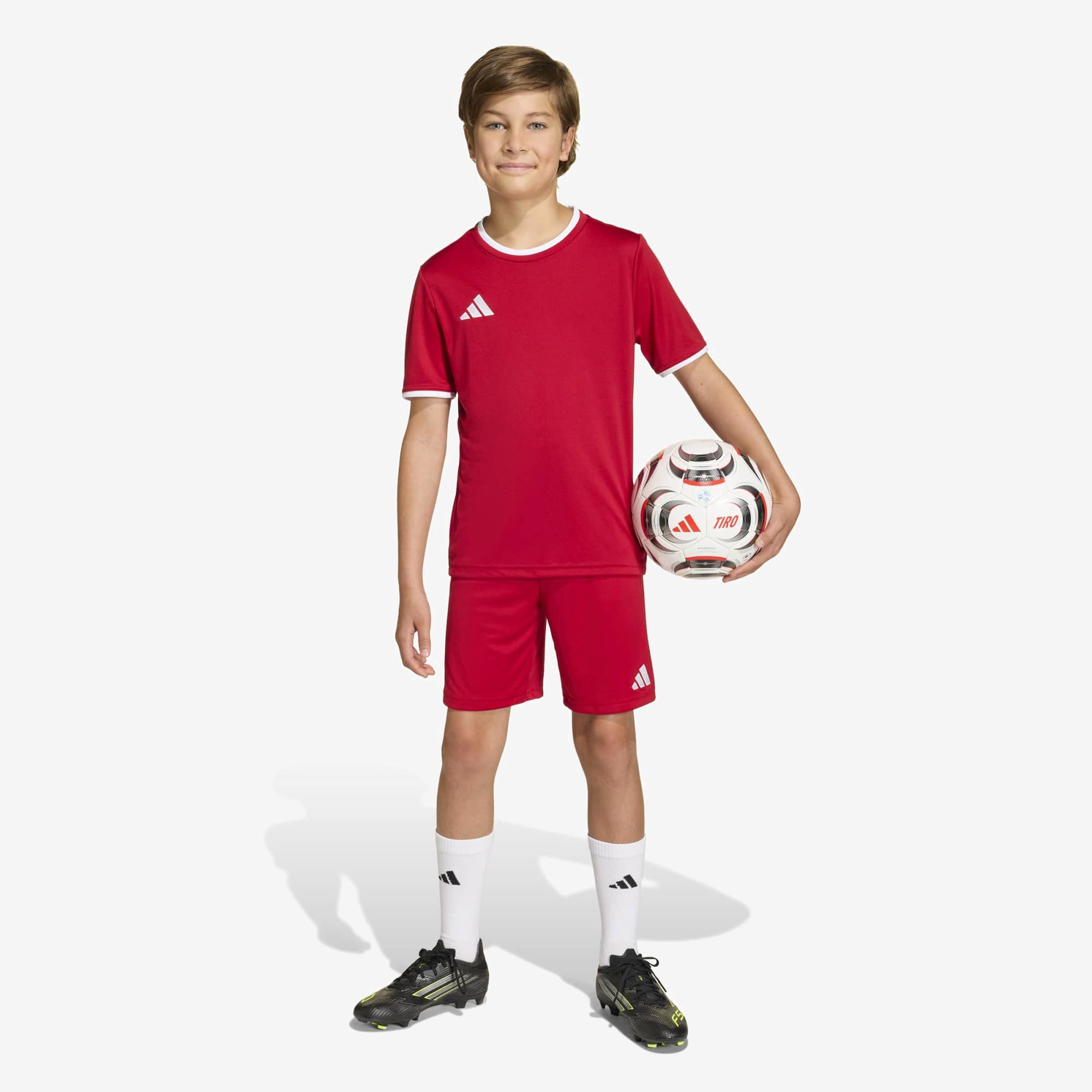 adidas Entrada 26 Big Kids' Soccer Shorts - Team Power Red 2 / White