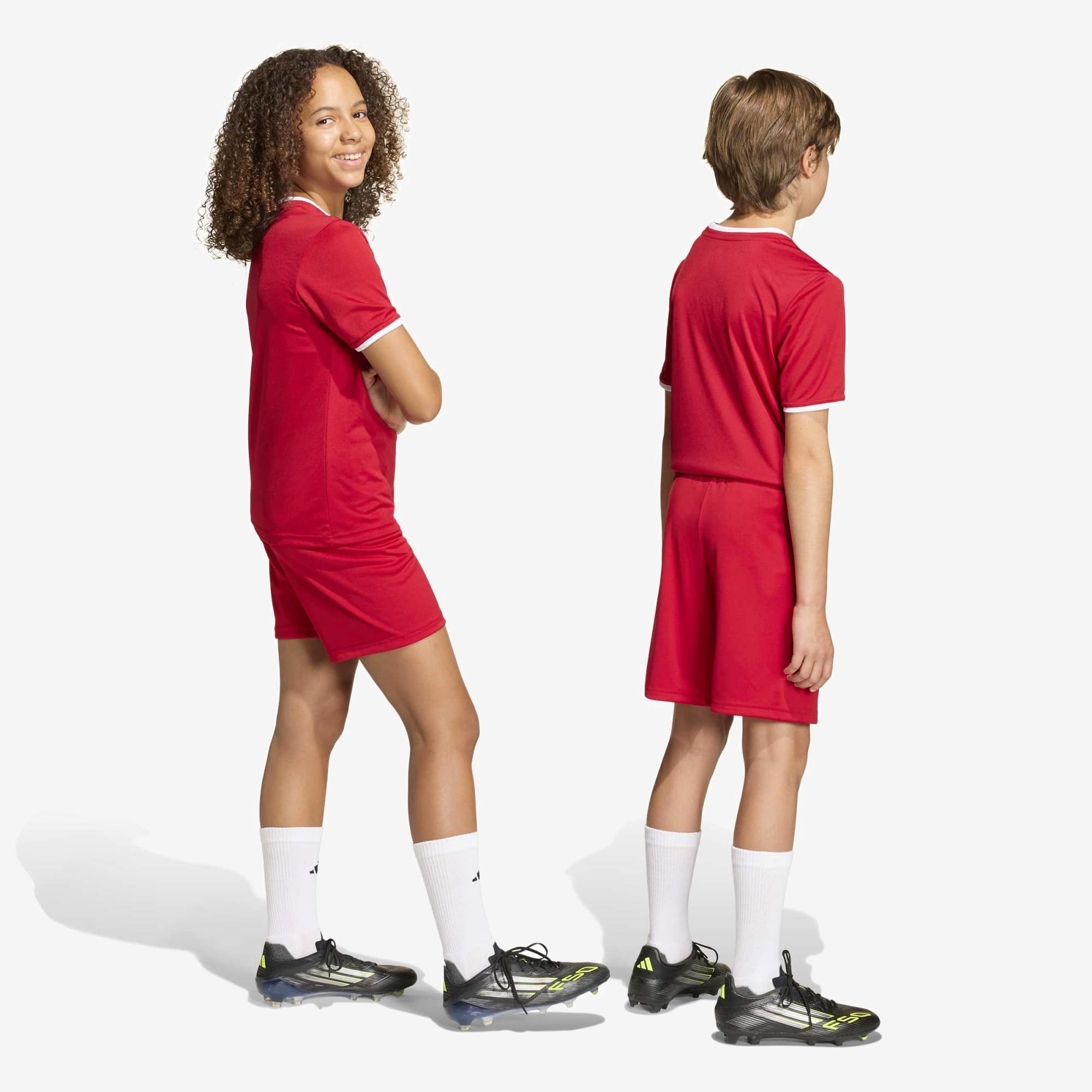 adidas Entrada 26 Big Kids' Soccer Shorts - Team Power Red 2 / White