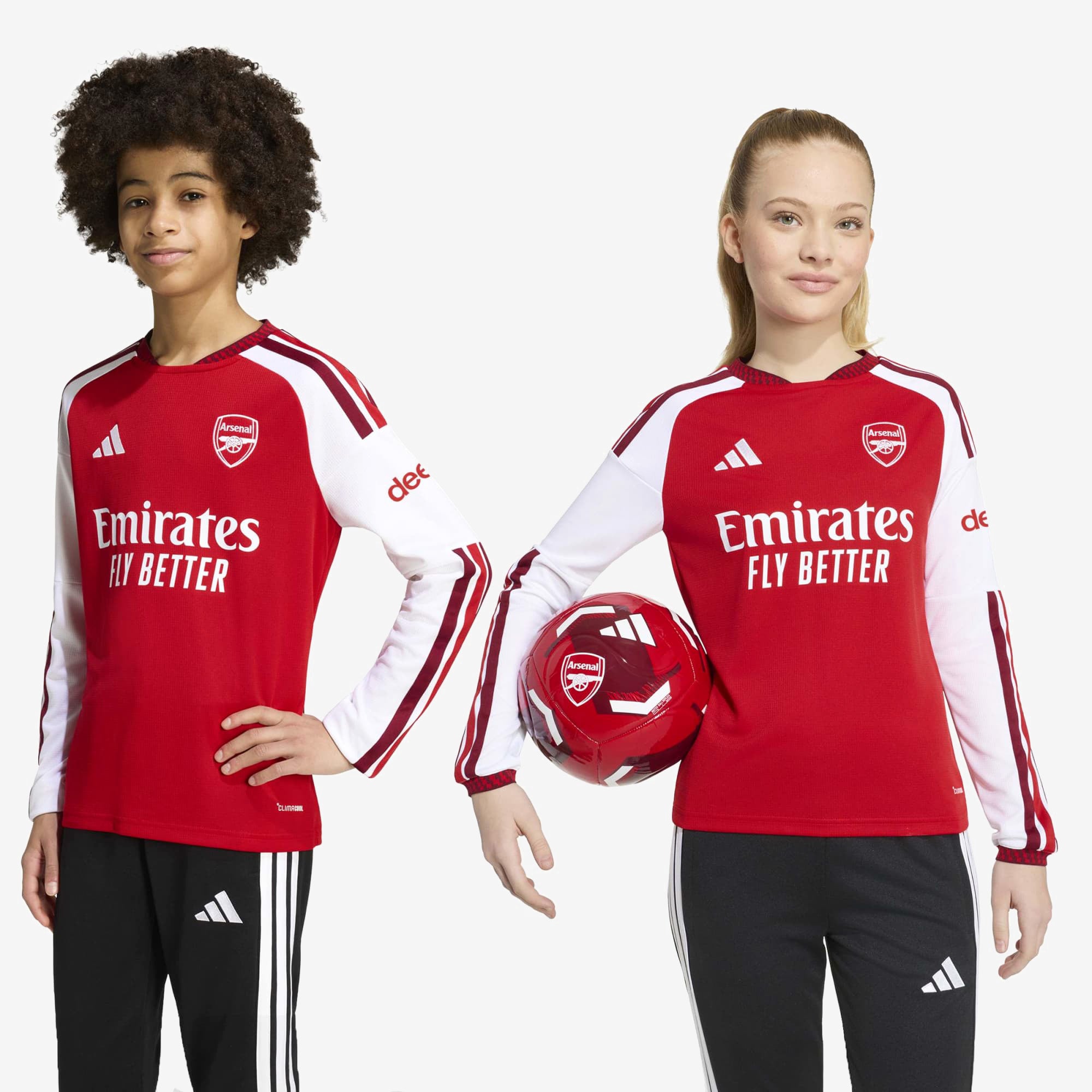 adidas Arsenal FC 2026/27 Stadium Home Big Kids' Soccer Long-Sleeve Jersey - Better Scarlet