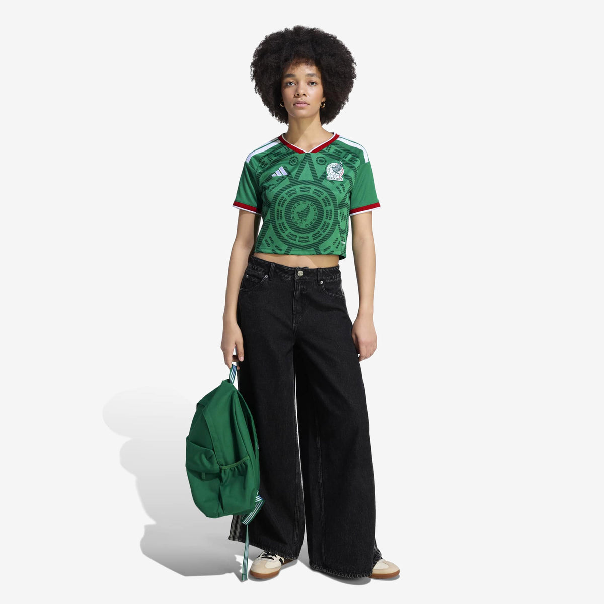 adidas Mexico 2026 Stadium Home Cropped Women's Soccer Jersey - Bold Green