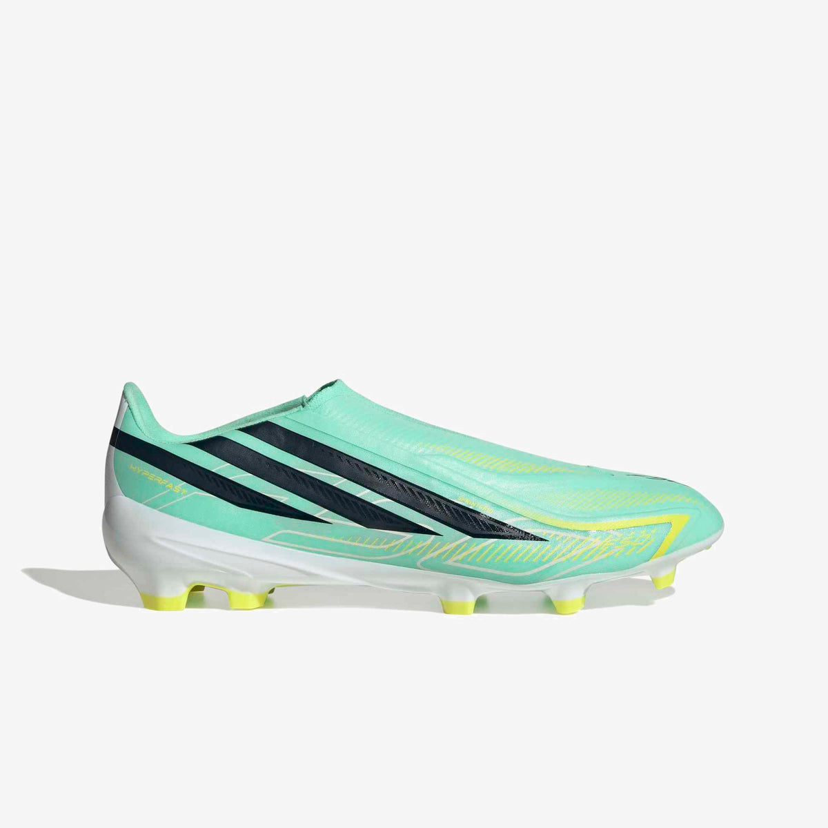 adidas F50 Hyperfast League Laceless Firm-Ground Low-Top Soccer Cleats - Pulse Mint / Night Navy / Solar Lemon