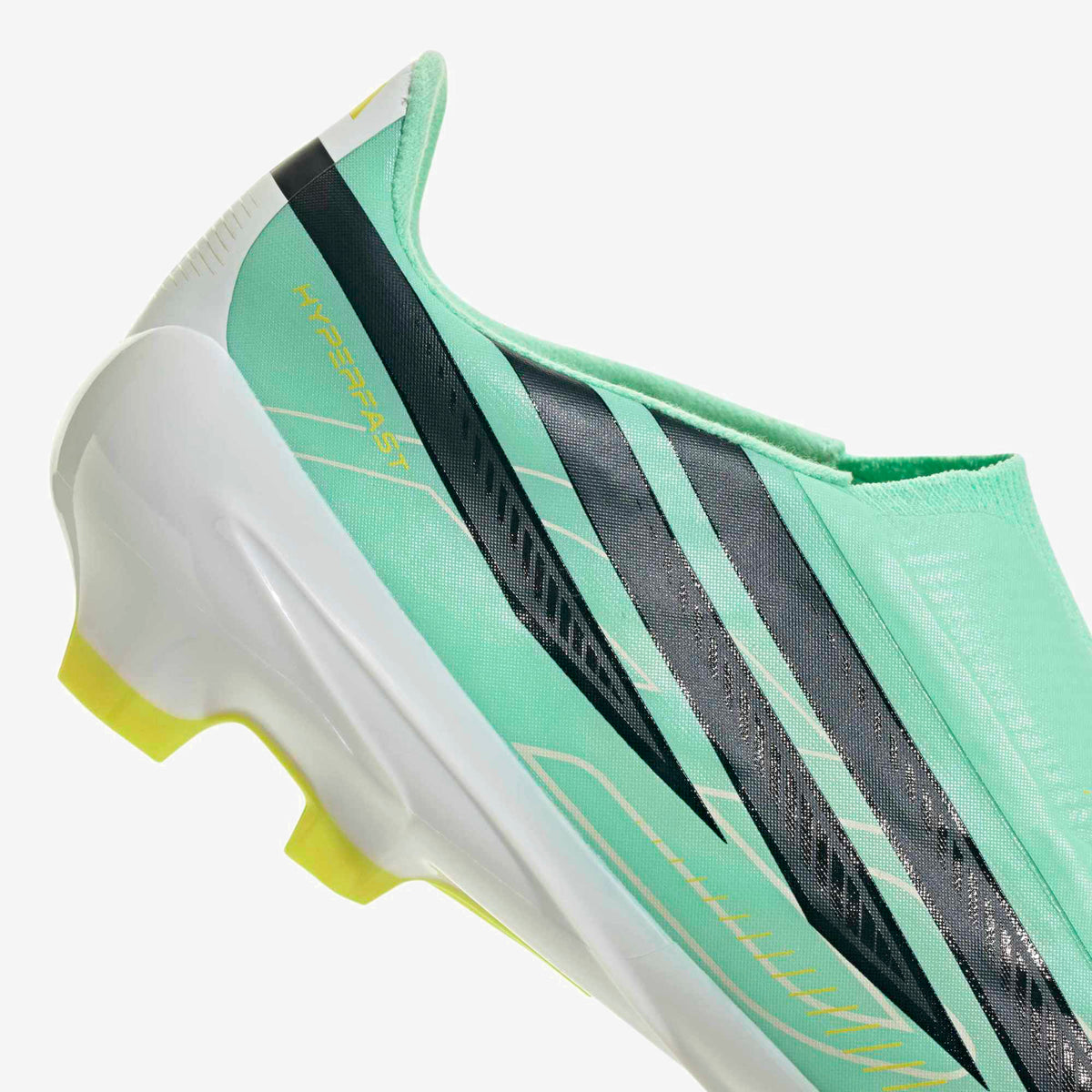 adidas F50 Hyperfast League Laceless Firm-Ground Low-Top Soccer Cleats - Pulse Mint / Night Navy / Solar Lemon