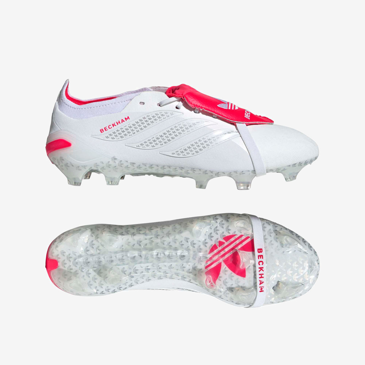 adidas Predator Elite Fold-Over Tongue David Beckham Firm-Ground Low-Top Soccer Cleats - Ftwr White / Silver Met. / Lucid Red