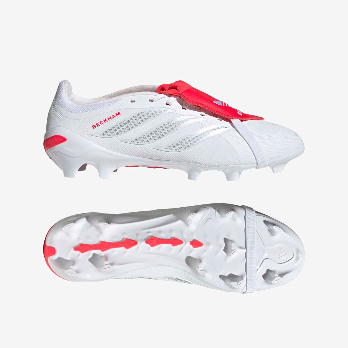 adidas Predator League Fold-Over Tongue David Beckham Firm-Ground Low-Top Soccer Cleats - Ftwr White / Silver Met. / Lucid Red