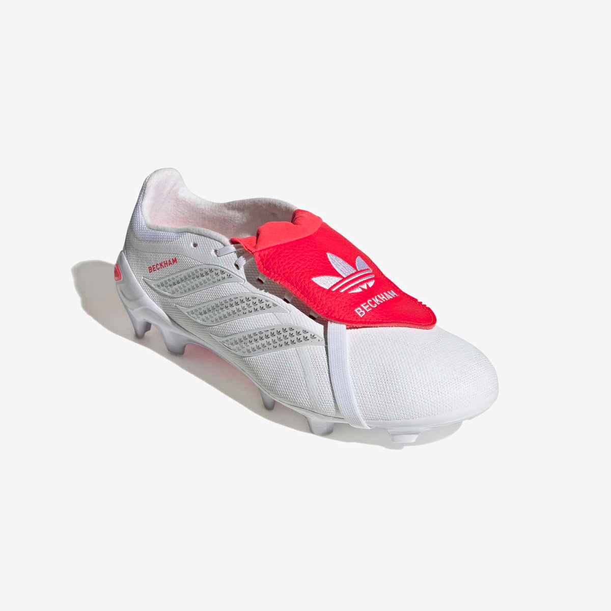 adidas Predator League Fold-Over Tongue David Beckham Firm-Ground Low-Top Soccer Cleats - Ftwr White / Silver Met. / Lucid Red
